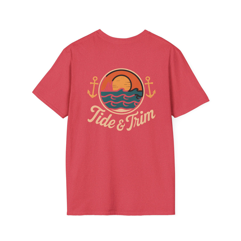 Sunset Wave Nautical Anchor T-Shirt — Beach Vintage Coastal Tee