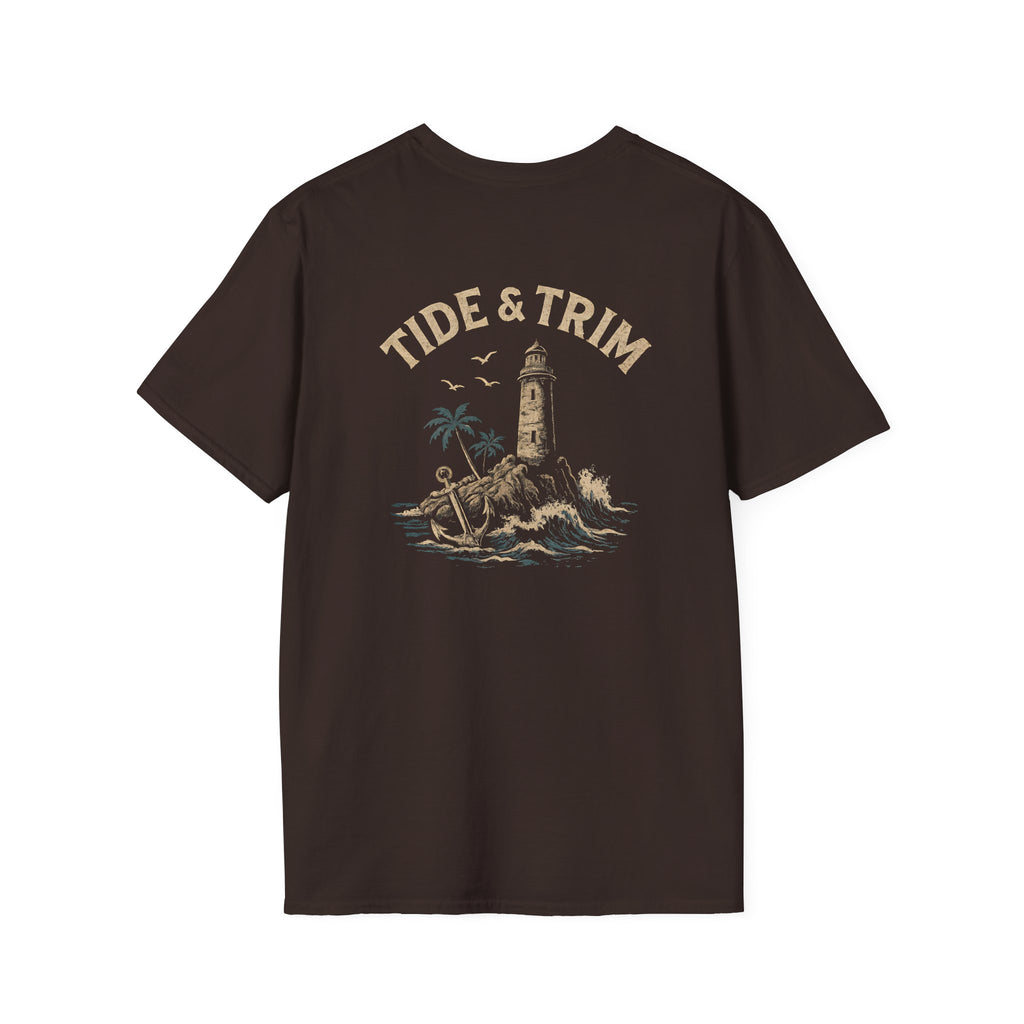 Lighthouse Surf Tee — Palm Tree Ocean Waves T-Shirt