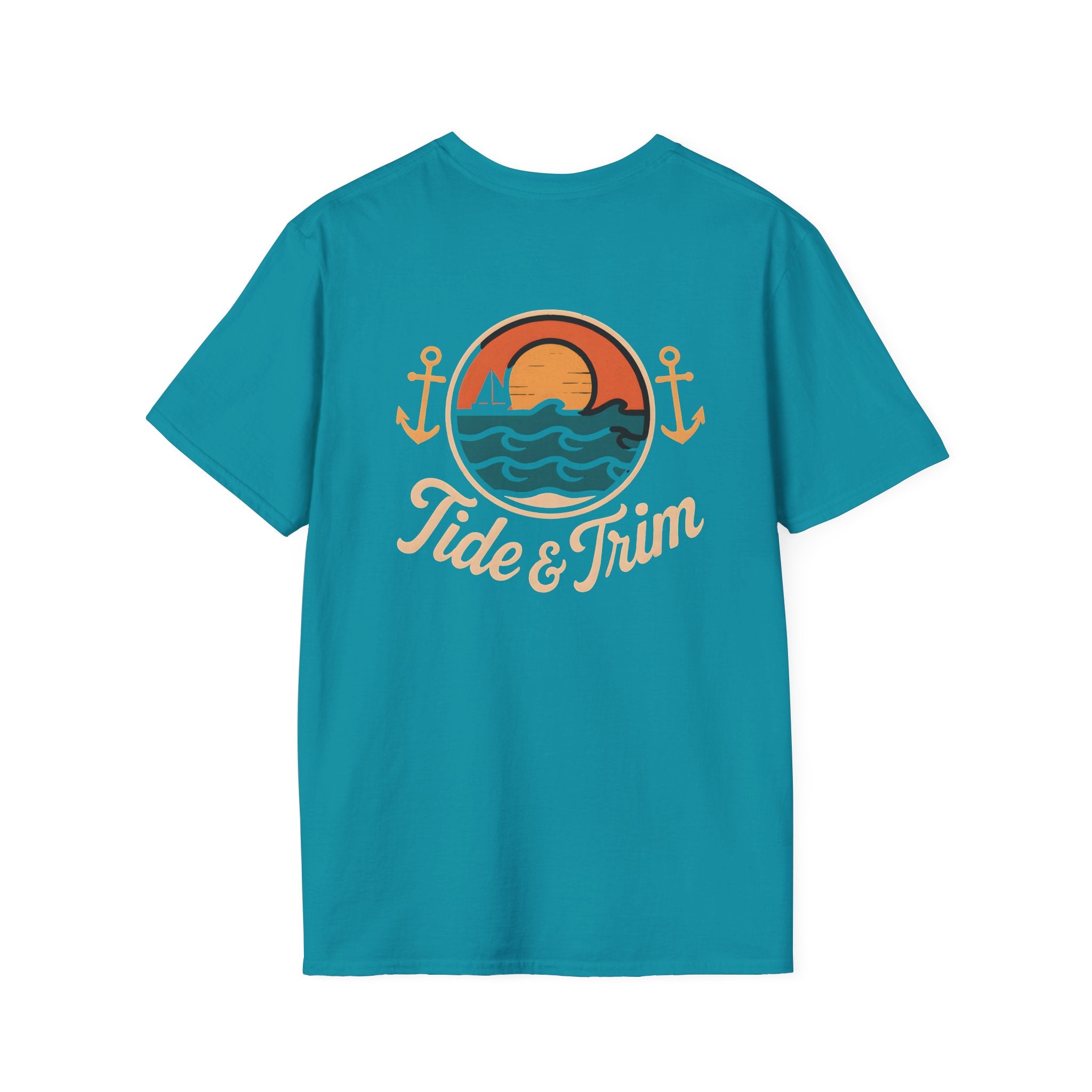Sunset Wave Nautical Anchor T-Shirt — Beach Vintage Coastal Tee