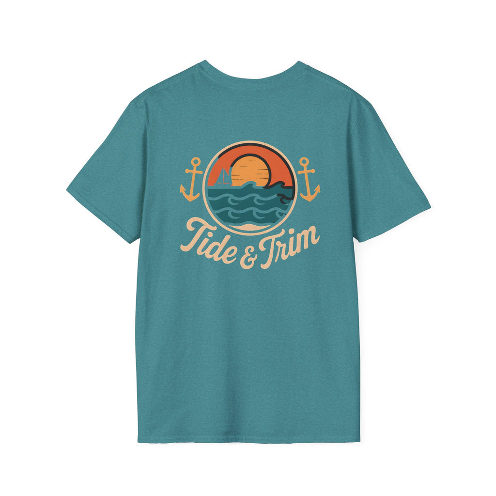Sunset Wave Nautical Anchor T-Shirt — Beach Vintage Coastal Tee