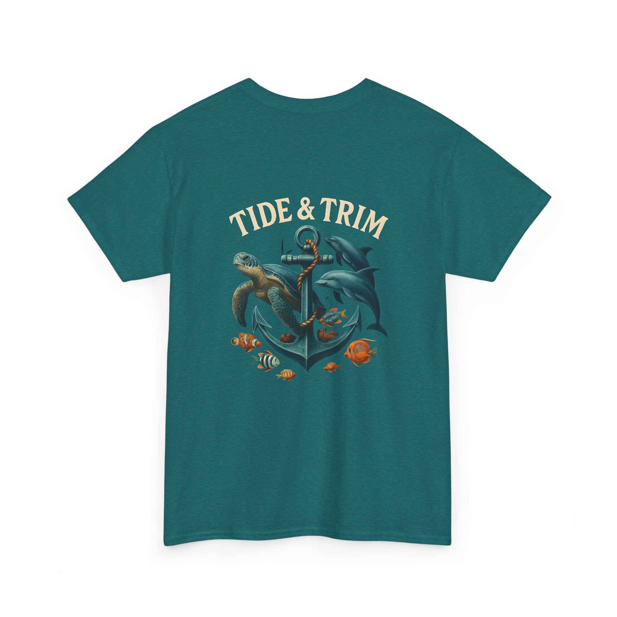 Anchor Sea Life T-Shirt — Turtle & Dolphin Nautical Graphic Tee