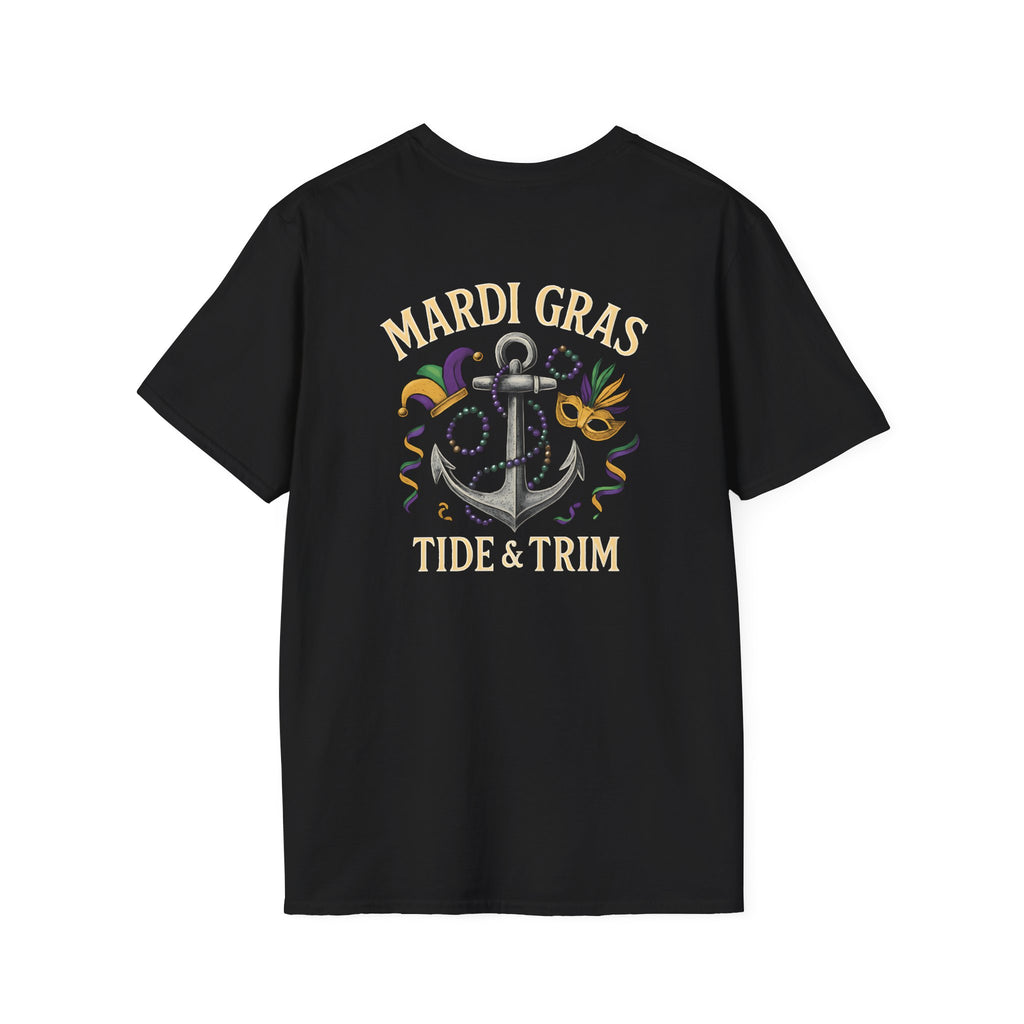 Mardi Gras Anchor T-Shirt — "Mardi Gras Tide & Trim" Nautical Carnival Tee