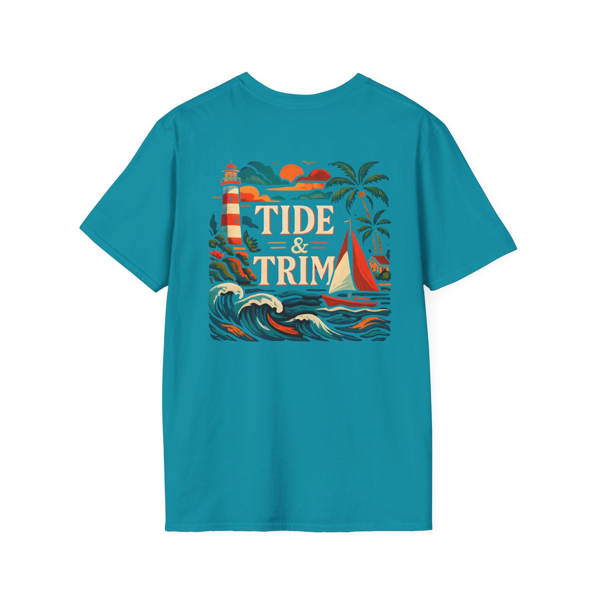 Lighthouse Sailboat Beach T-Shirt — Coastal Graphic Tee