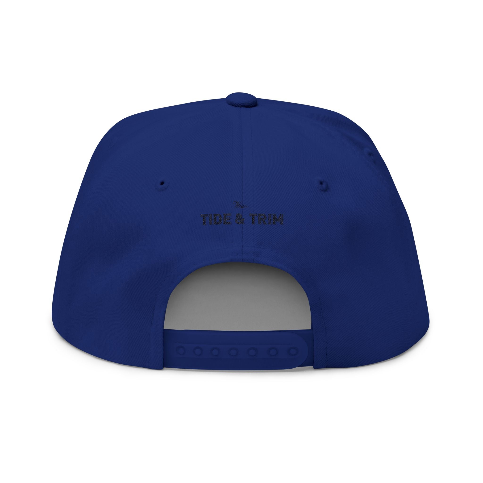 Nautical Wave Embroidered Flat Bill Cap — Anchor & Wheel Snapback