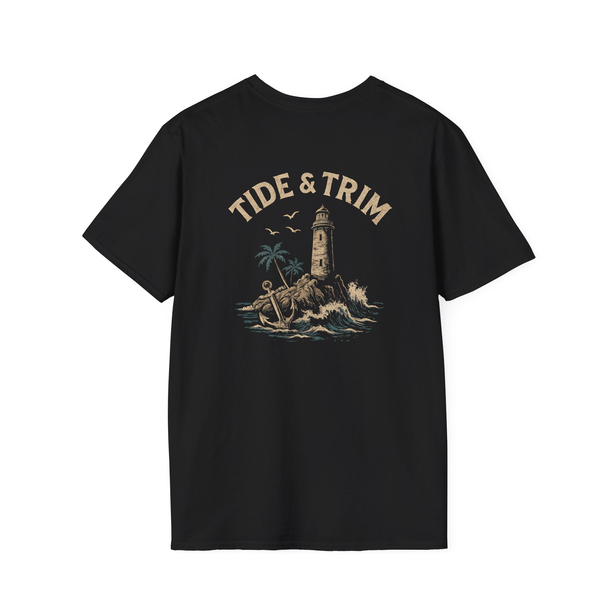 Lighthouse Surf Tee — Palm Tree Ocean Waves T-Shirt