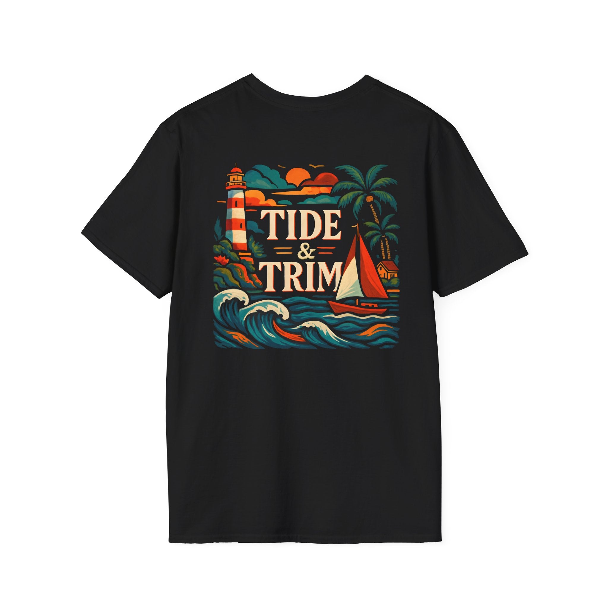 Lighthouse Sailboat Beach T-Shirt — Coastal Graphic Tee