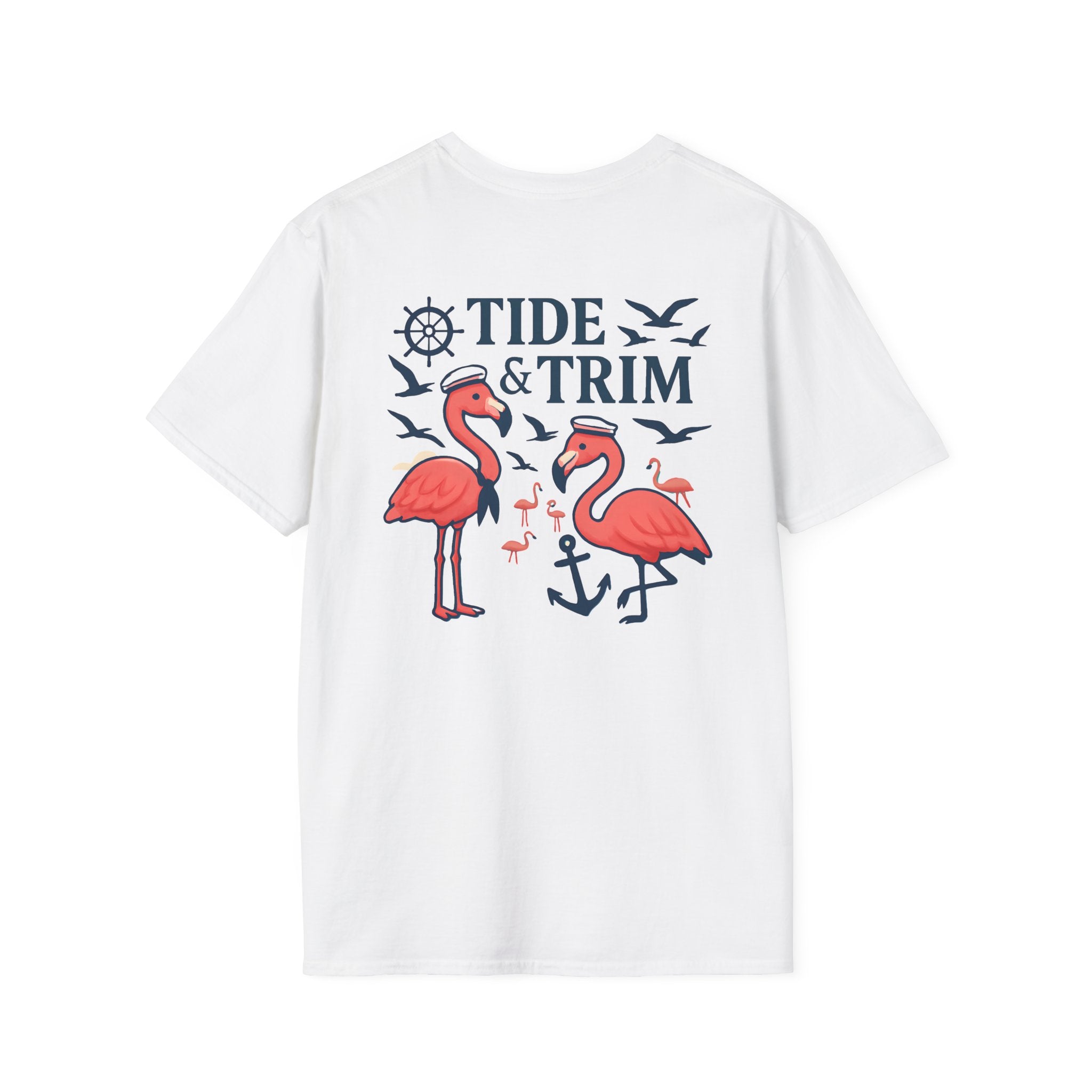 Nautical Flamingo Anchor T-Shirt — Beachy Tropical Sailor Tee