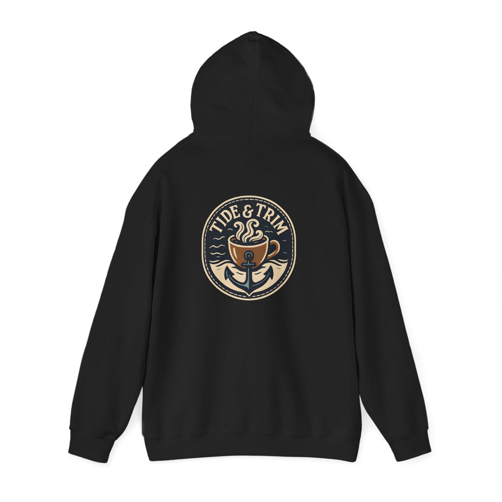 Tide & Trim Anchor Coffee Hoodie — Nautical Wave Pullover
