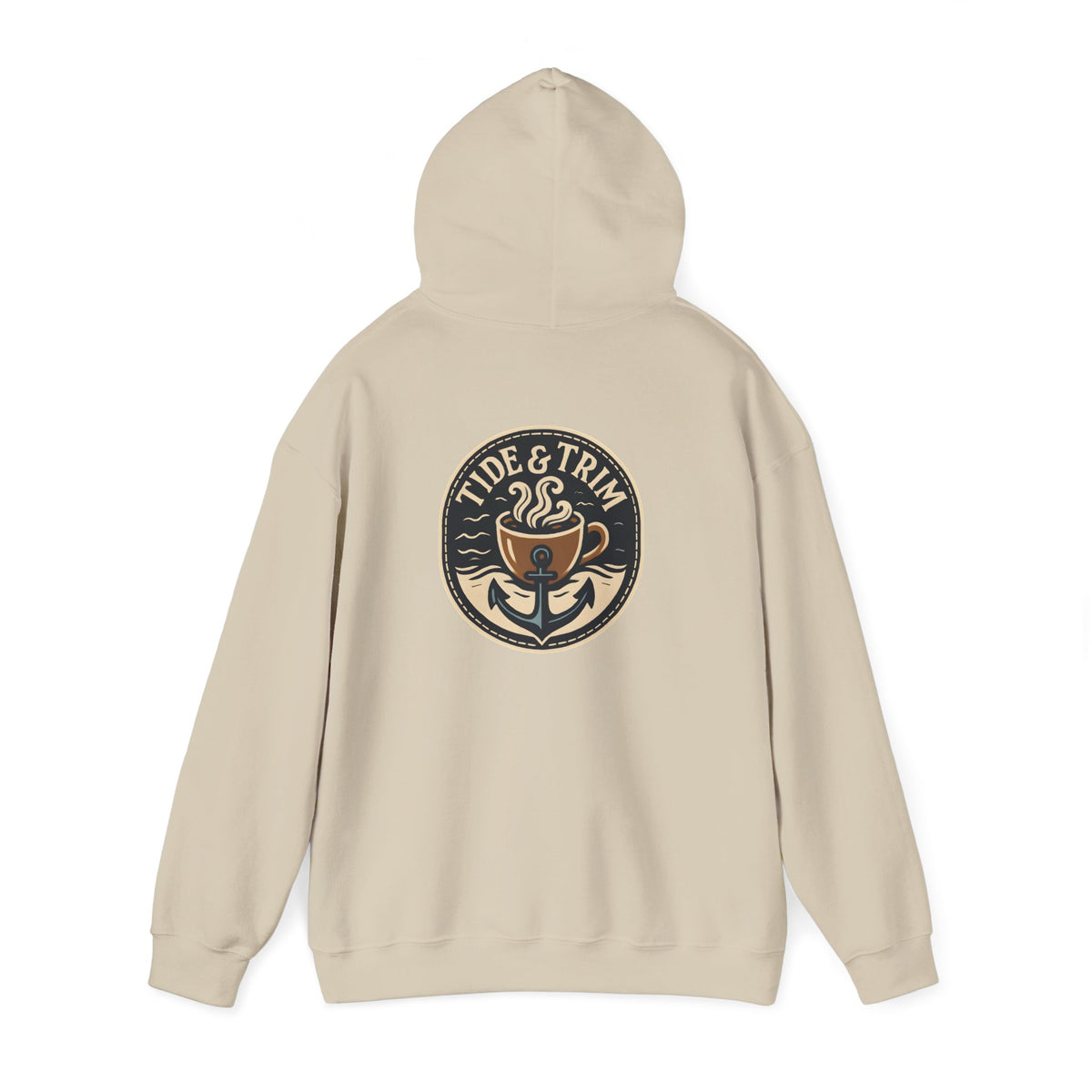 Tide & Trim Anchor Coffee Hoodie — Nautical Wave Pullover