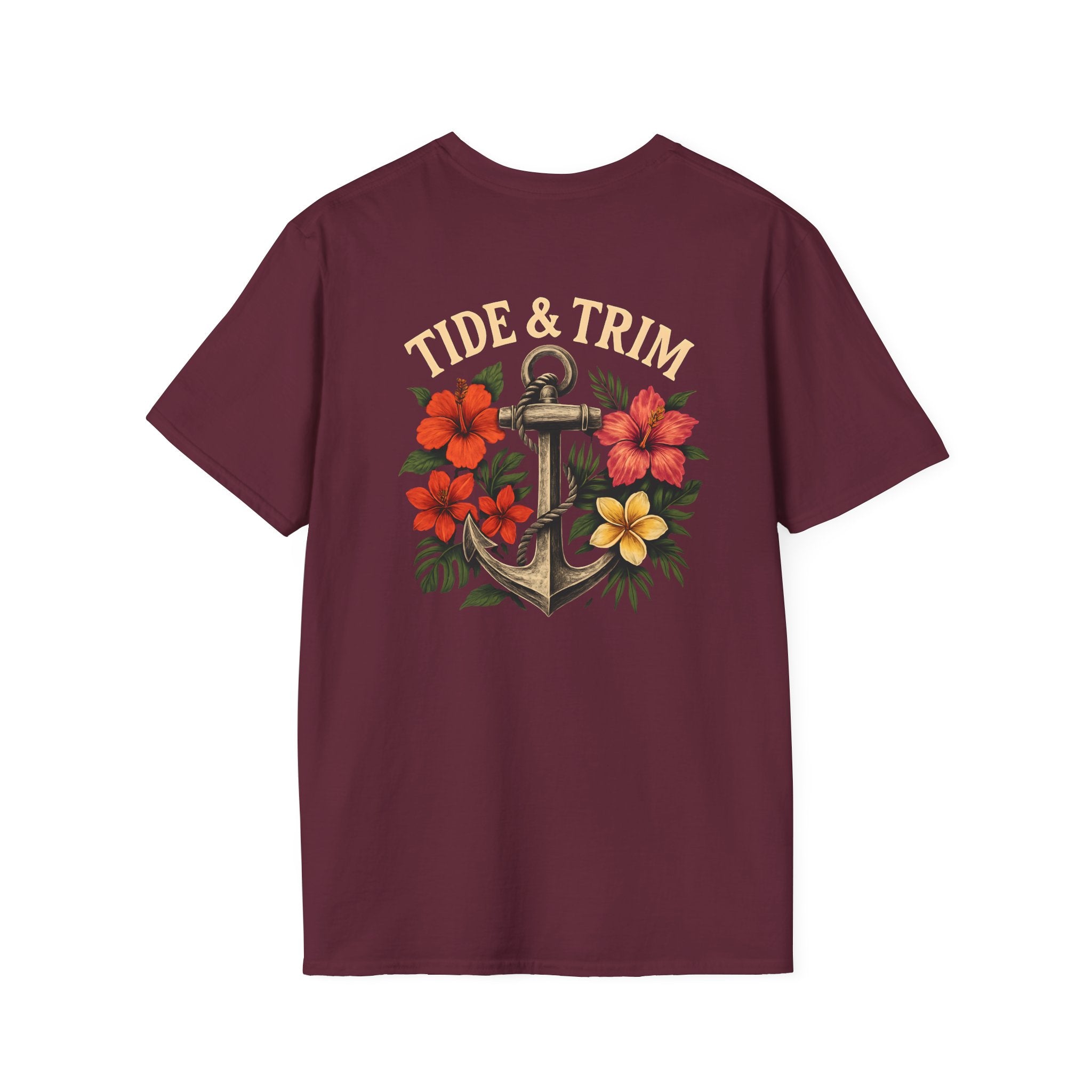 Nautical Anchor Tropical Flowers T-Shirt