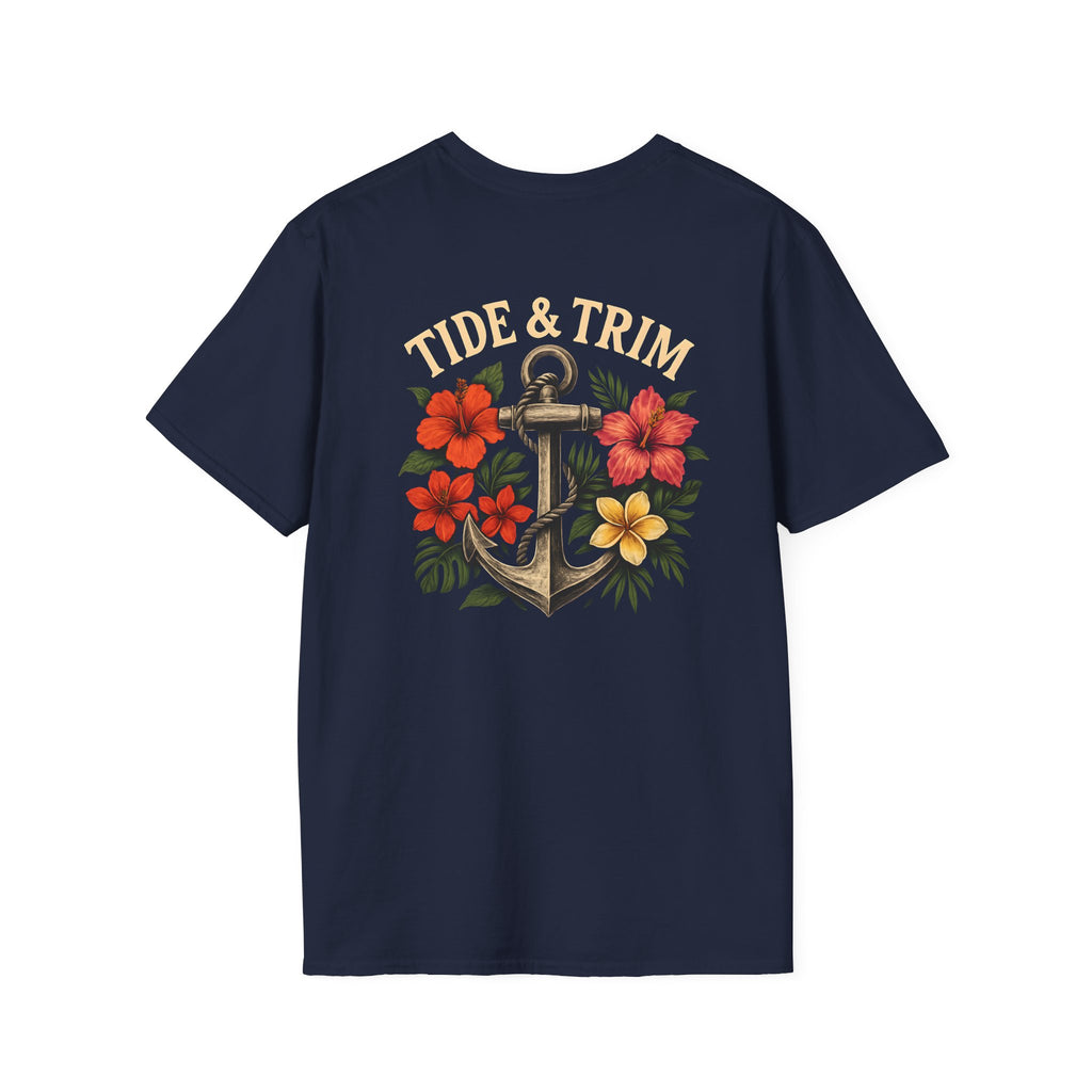 Nautical Anchor Tropical Flowers T-Shirt