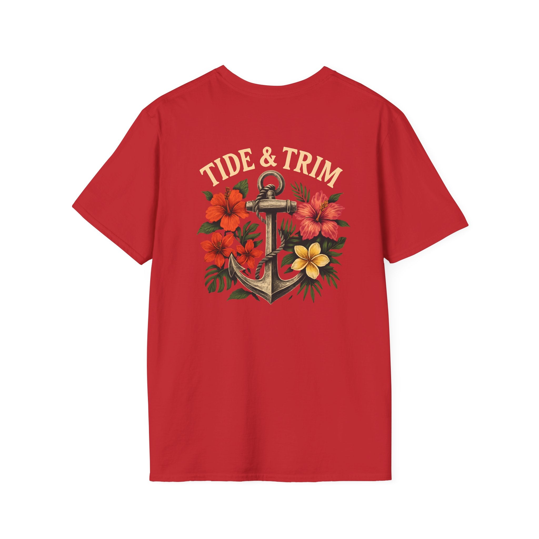 Nautical Anchor Tropical Flowers T-Shirt