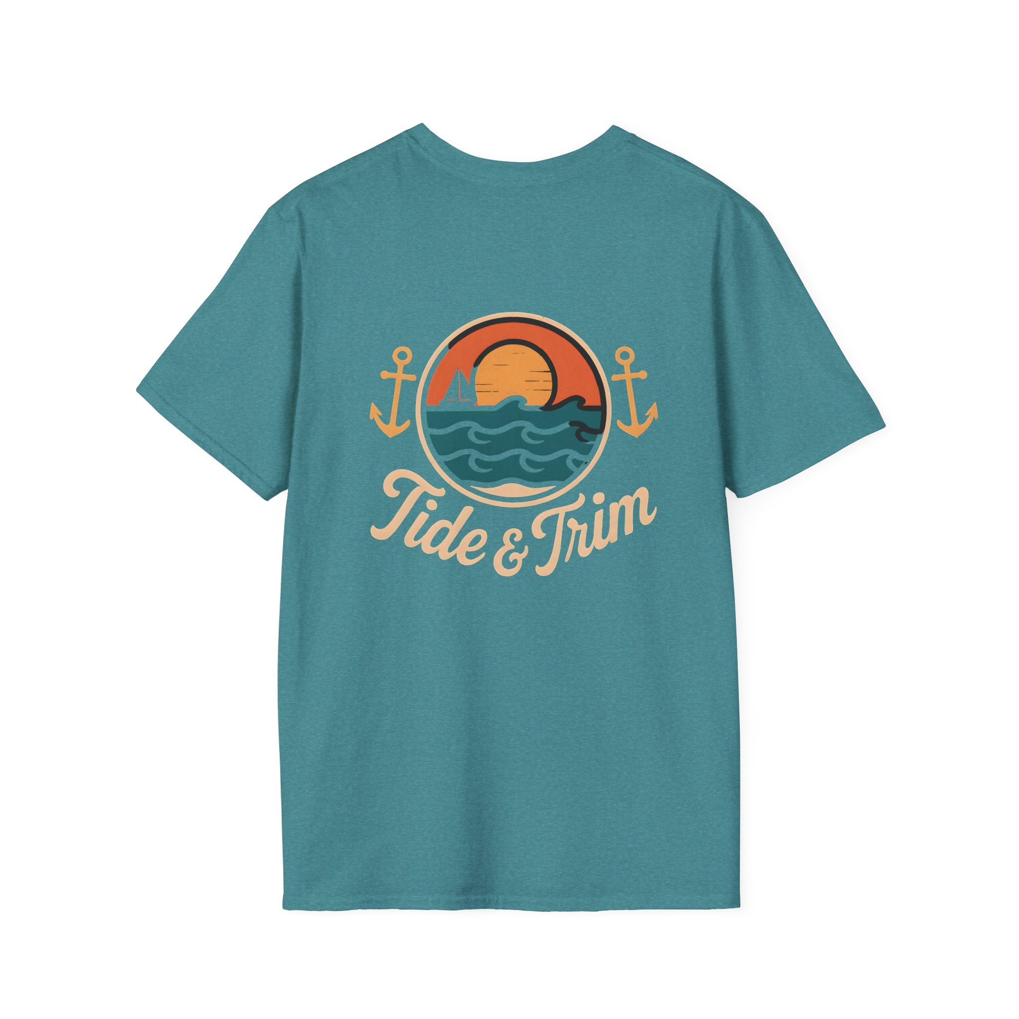 Sunset Wave Nautical Anchor T-Shirt — Beach Vintage Coastal Tee