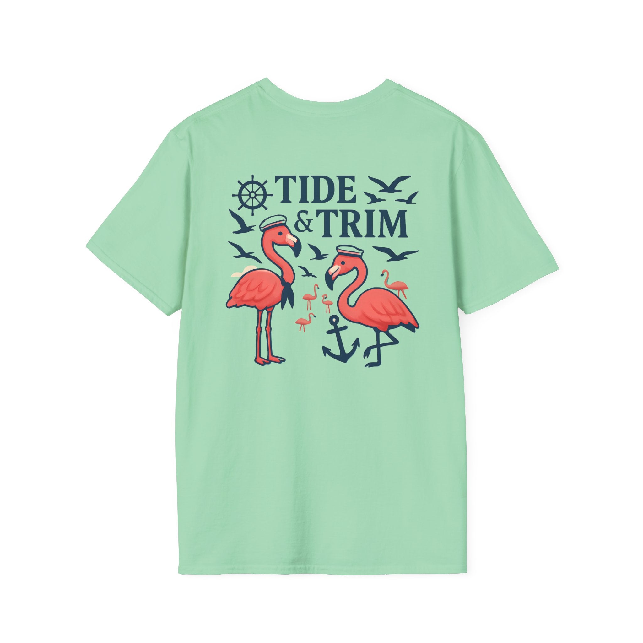 Nautical Flamingo Anchor T-Shirt — Beachy Tropical Sailor Tee