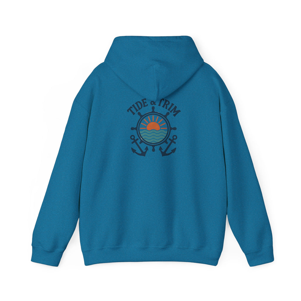 Nautical Sunset Anchor Hoodie — Ship Wheel Graphic Sweatshirt
