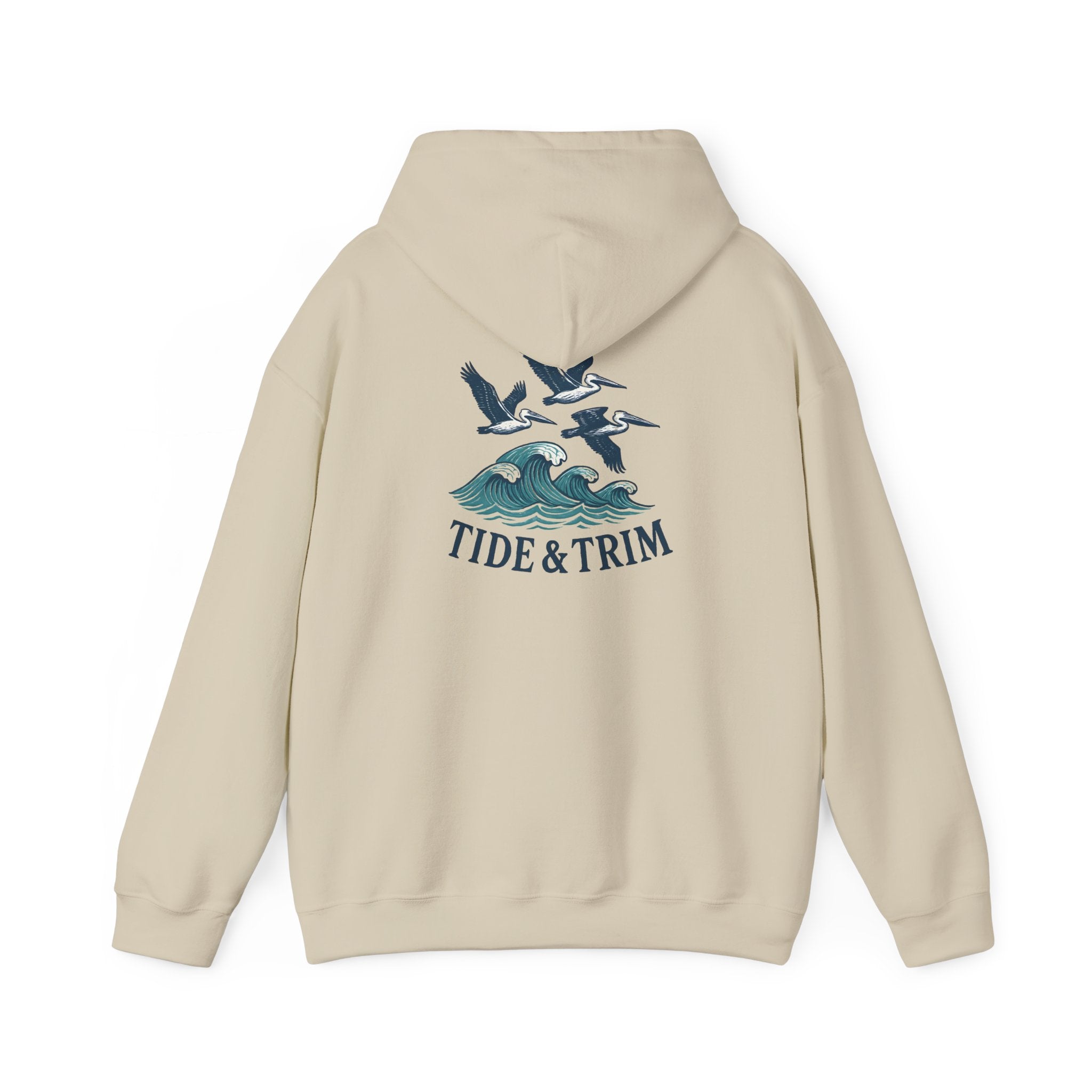 Nautical Pelicans Soaring Hoodie — Pelicans & Waves Crew Sweatshirt