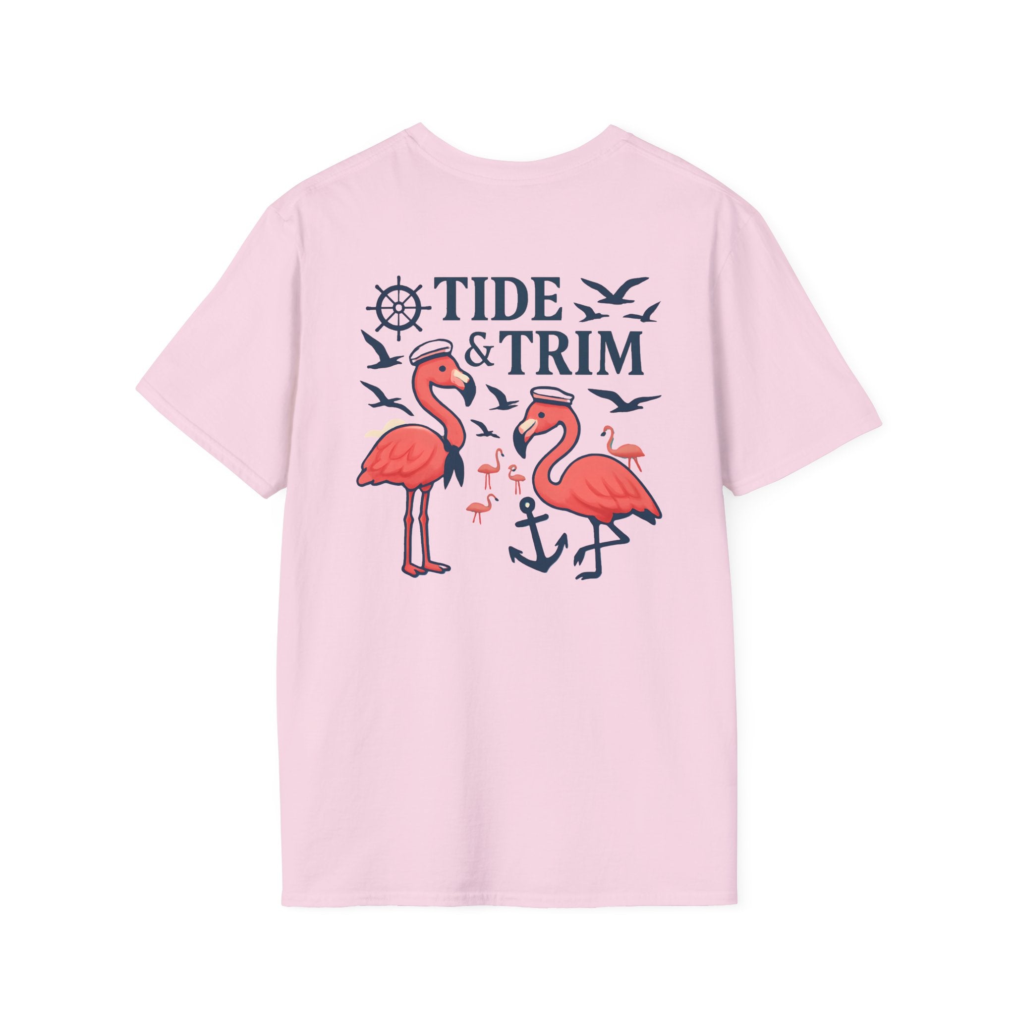 Nautical Flamingo Anchor T-Shirt — Beachy Tropical Sailor Tee