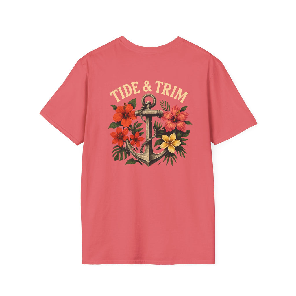 Nautical Anchor Tropical Flowers T-Shirt