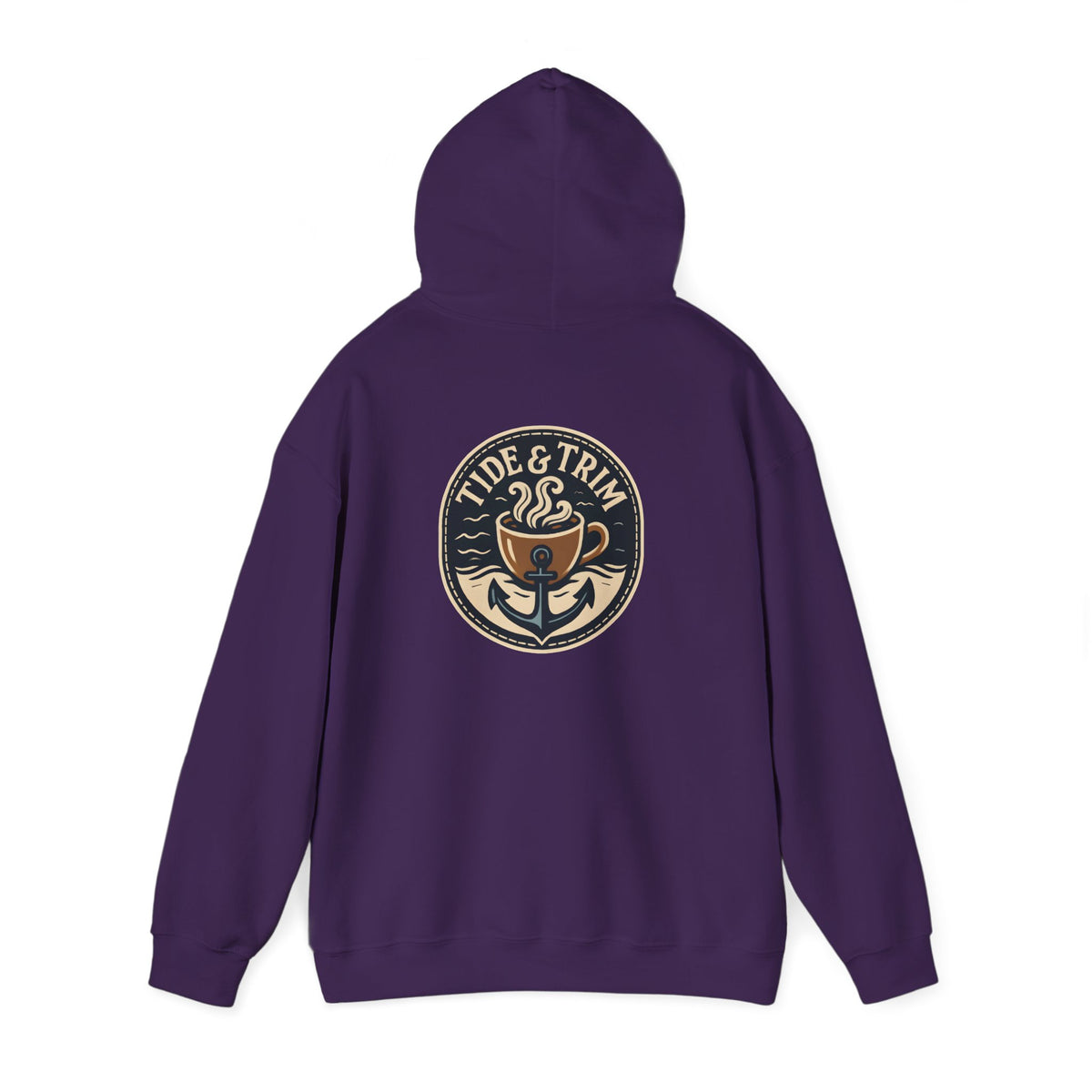Tide & Trim Anchor Coffee Hoodie — Nautical Wave Pullover