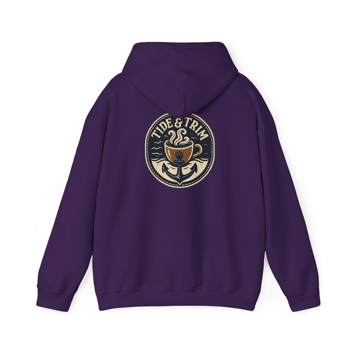 Tide & Trim Anchor Coffee Hoodie — Nautical Wave Pullover