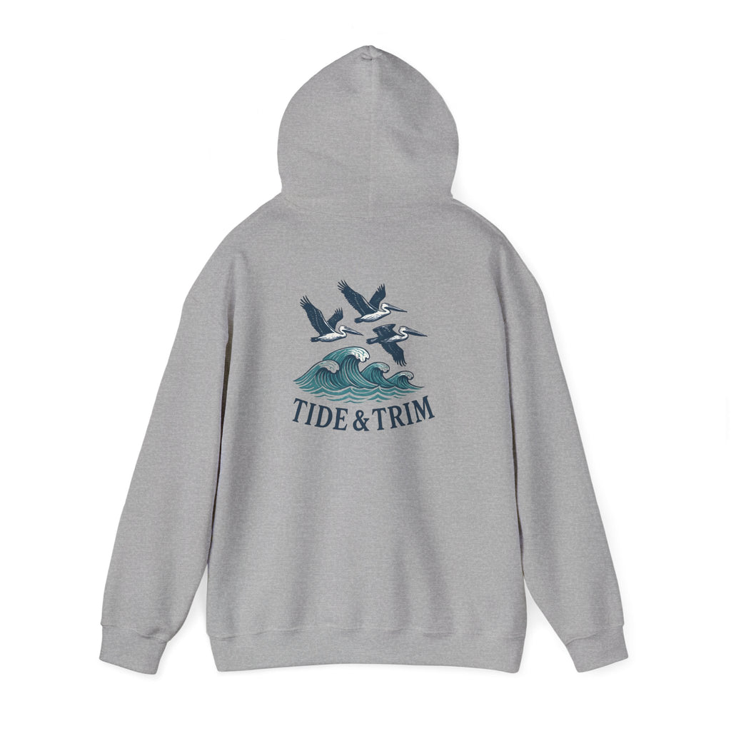 Nautical Pelicans Soaring Hoodie — Pelicans & Waves Crew Sweatshirt