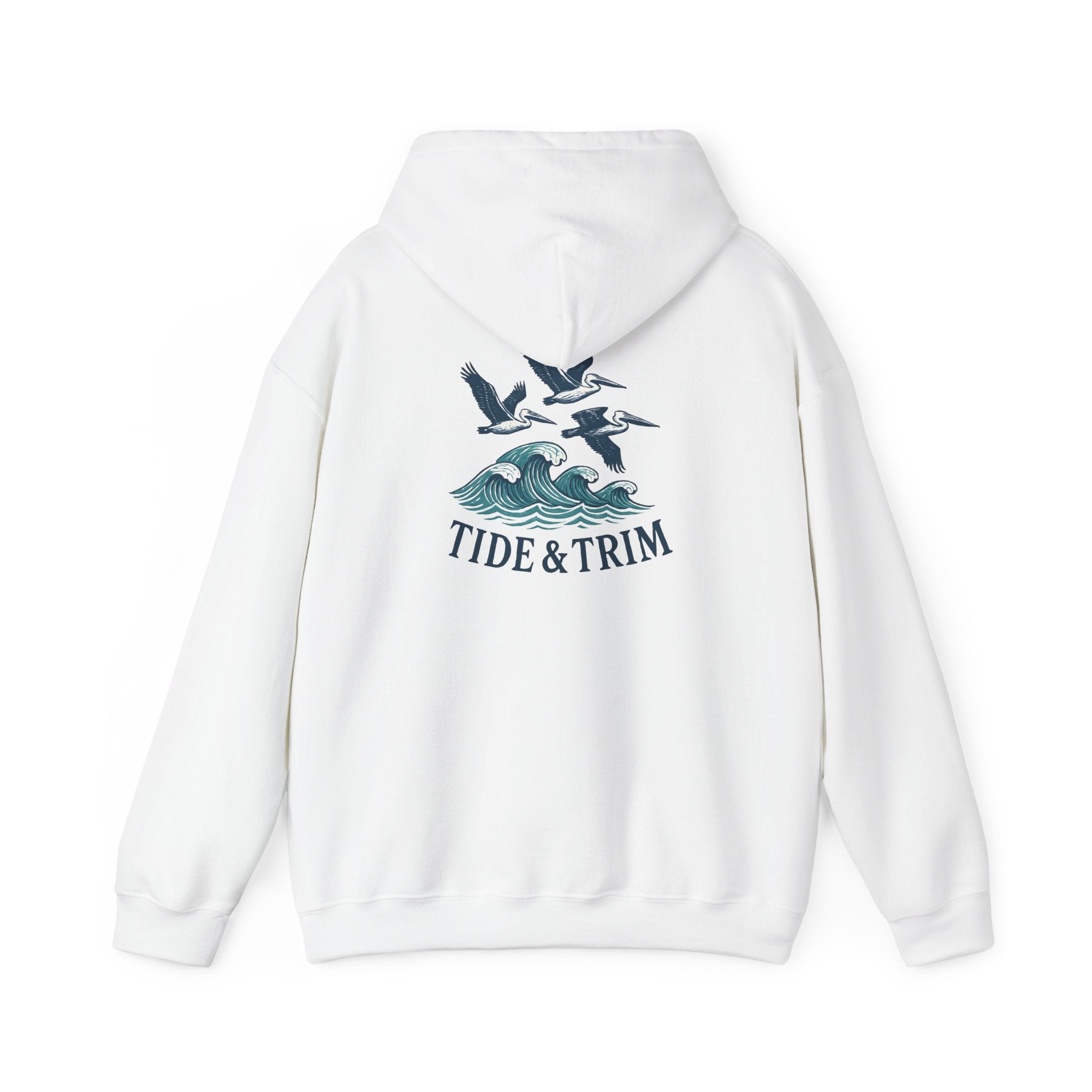 Nautical Pelicans Soaring Hoodie — Pelicans & Waves Crew Sweatshirt