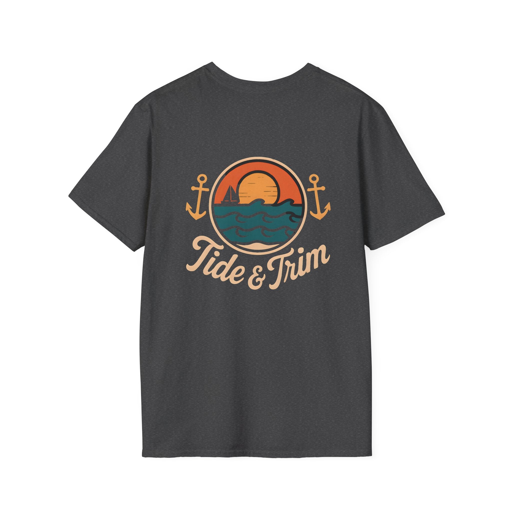 Sunset Wave Nautical Anchor T-Shirt — Beach Vintage Coastal Tee