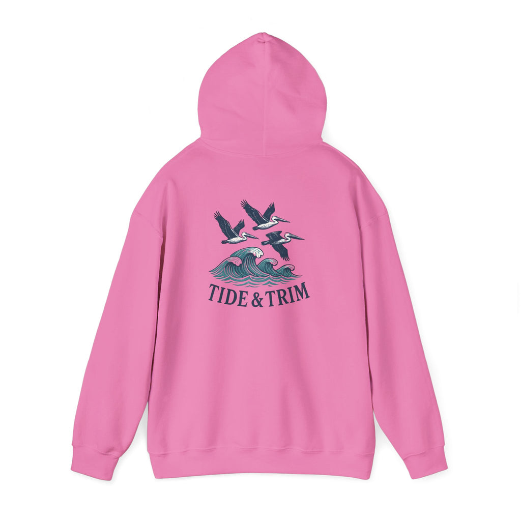 Nautical Pelicans Soaring Hoodie — Pelicans & Waves Crew Sweatshirt