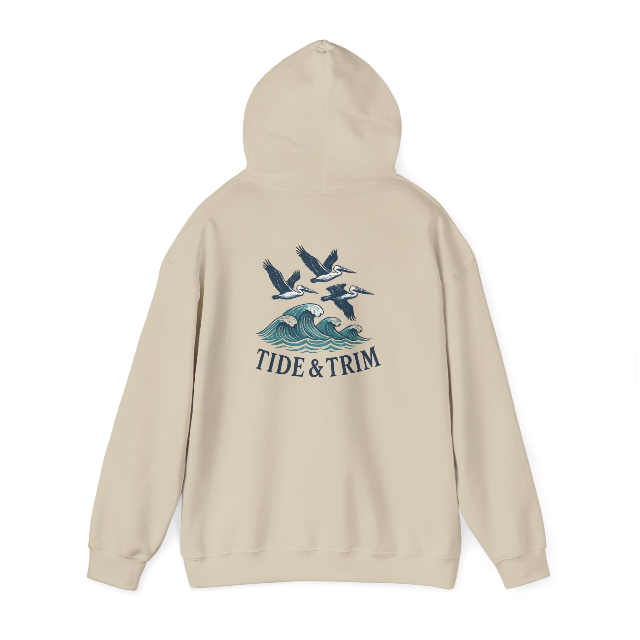 Nautical Pelicans Soaring Hoodie — Pelicans & Waves Crew Sweatshirt