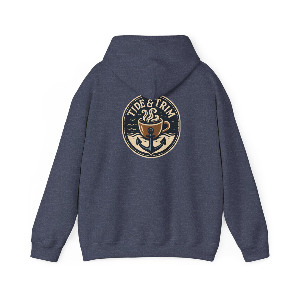 Tide & Trim Anchor Coffee Hoodie — Nautical Wave Pullover