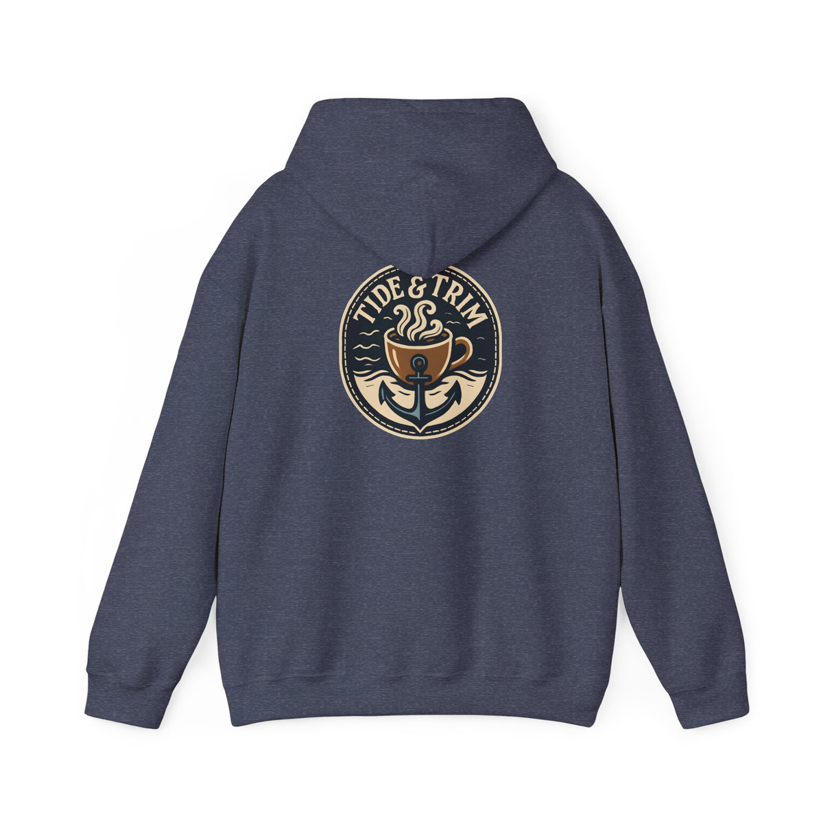 Tide & Trim Anchor Coffee Hoodie — Nautical Wave Pullover