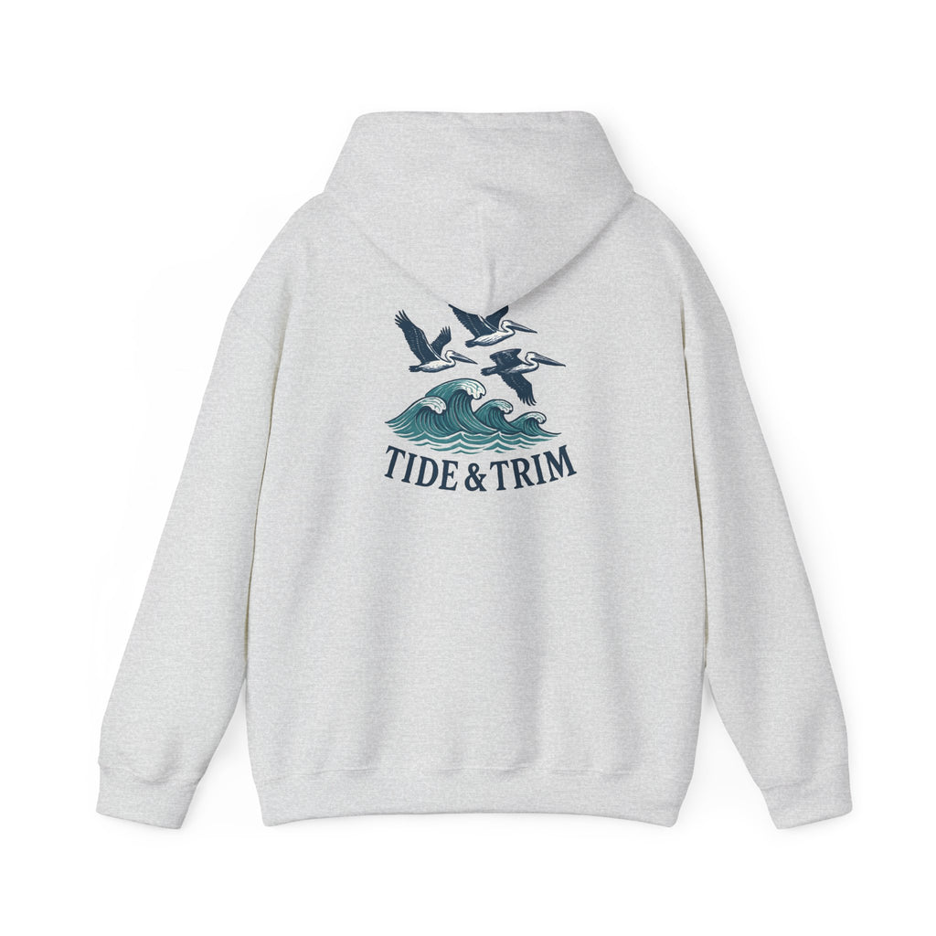 Nautical Pelicans Soaring Hoodie — Pelicans & Waves Crew Sweatshirt