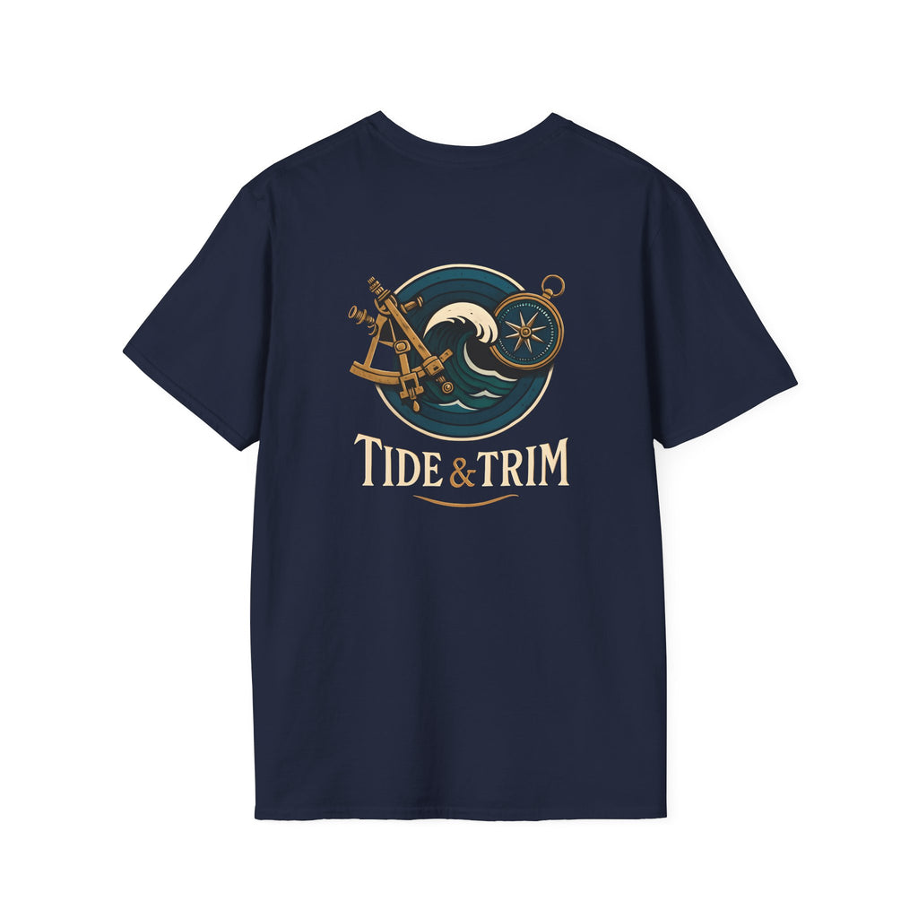 Nautical Navigation Instruments T-Shirt — Marine Compass & Sextant Design