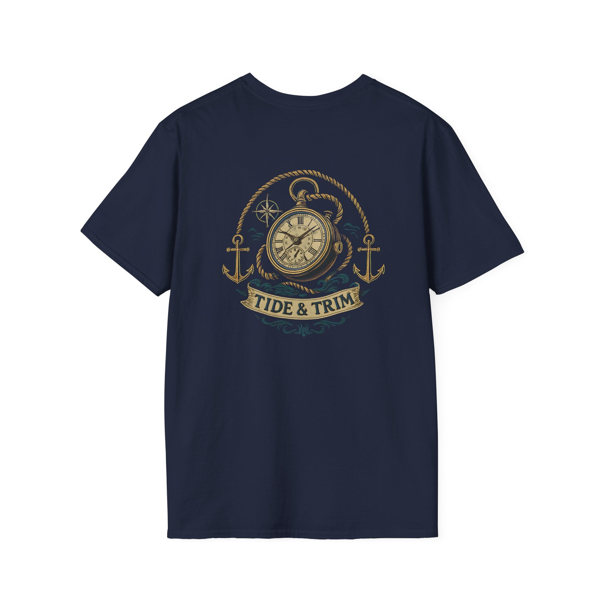 Nautical Compass T-Shirt — Tide & Trim Vintage Anchor Design