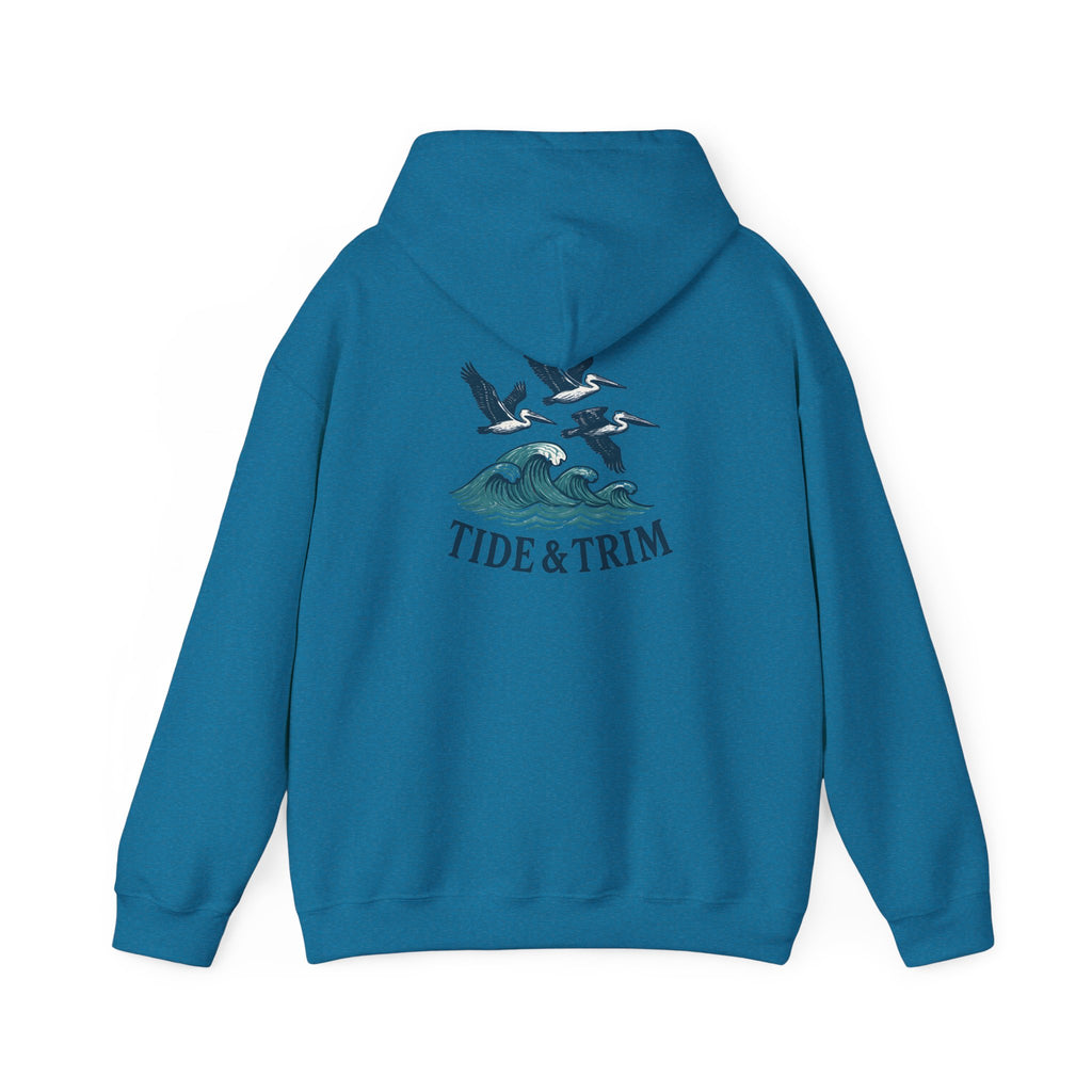 Nautical Pelicans Soaring Hoodie — Pelicans & Waves Crew Sweatshirt
