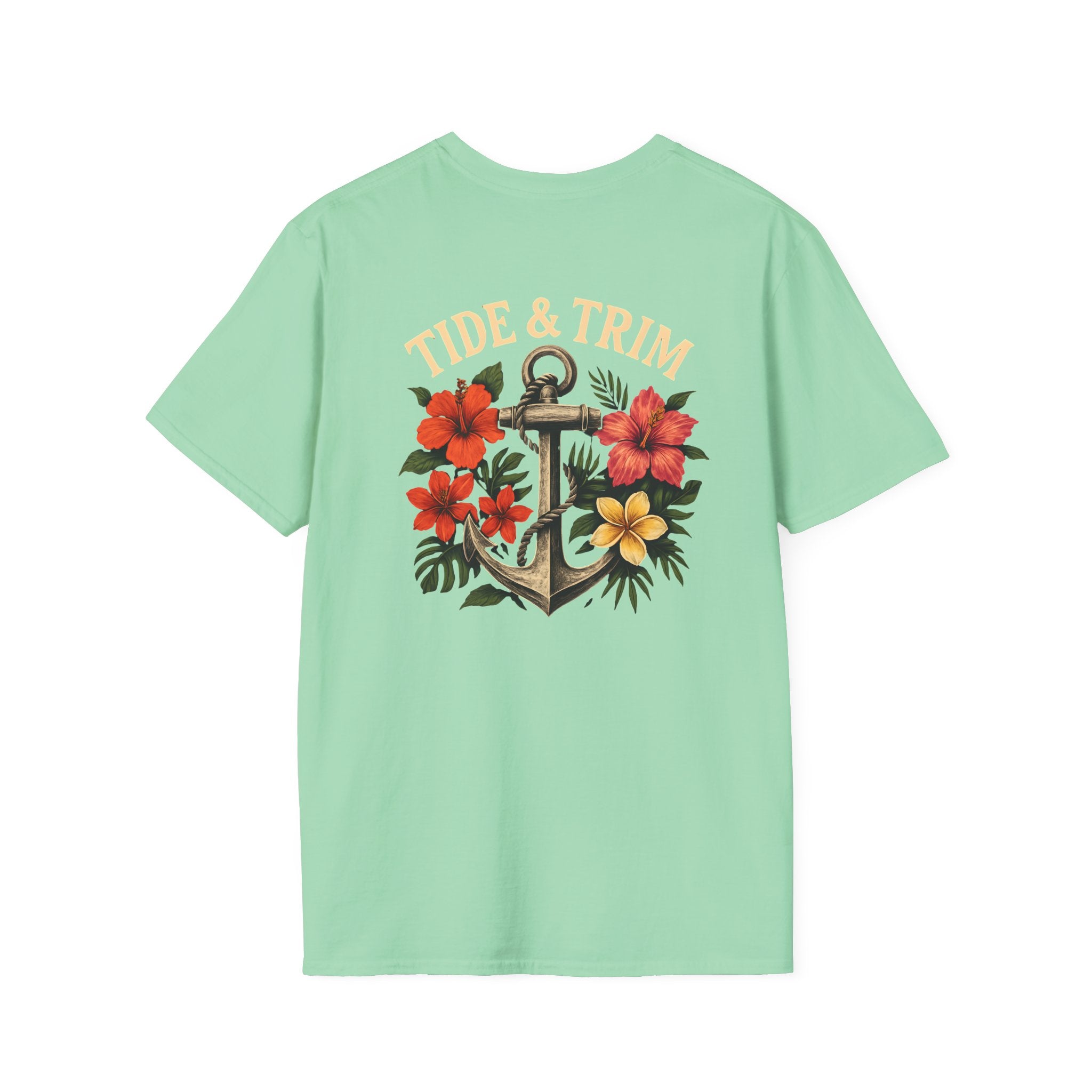 Nautical Anchor Tropical Flowers T-Shirt