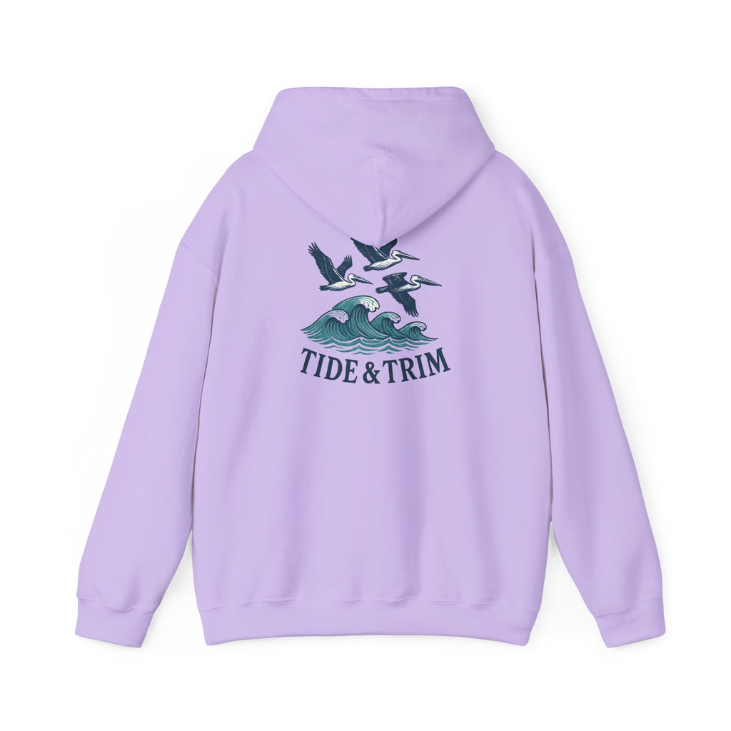 Nautical Pelicans Soaring Hoodie — Pelicans & Waves Crew Sweatshirt