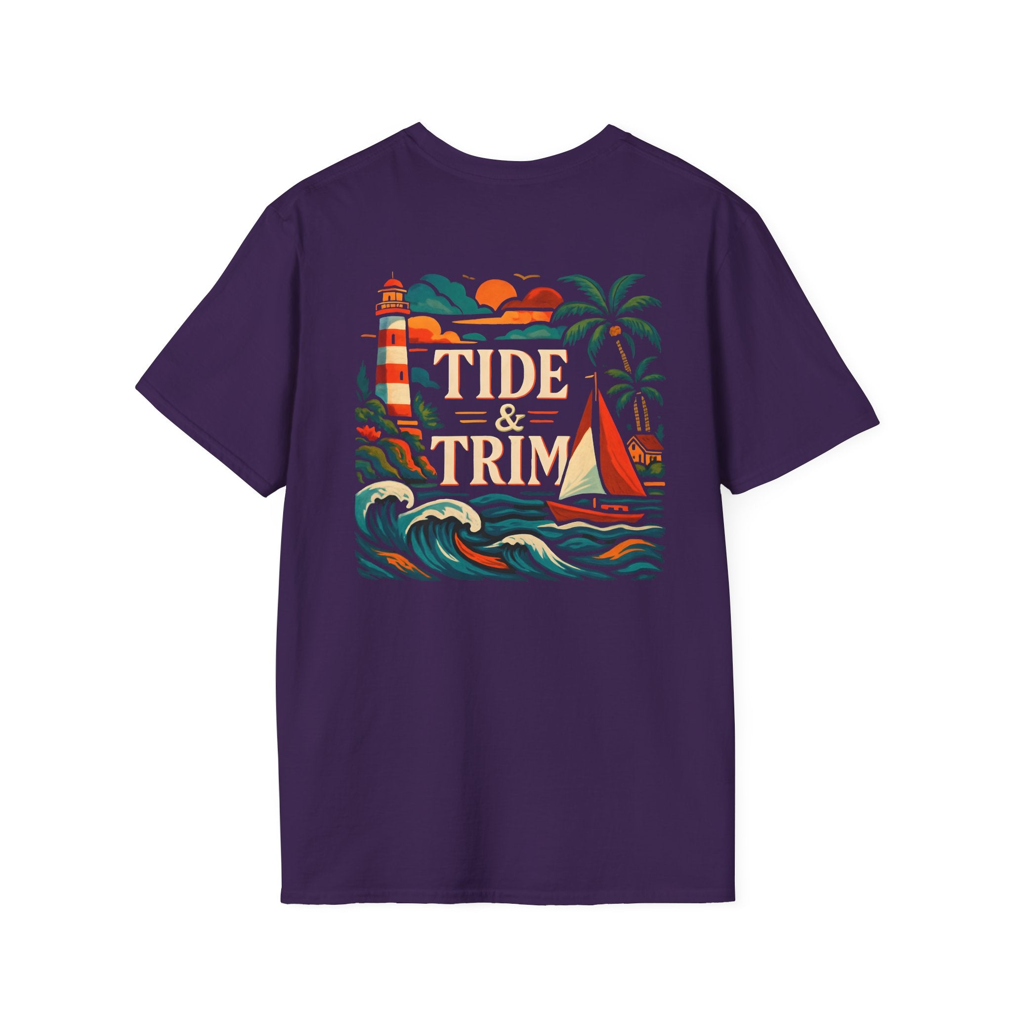 Lighthouse Sailboat Beach T-Shirt — Coastal Graphic Tee