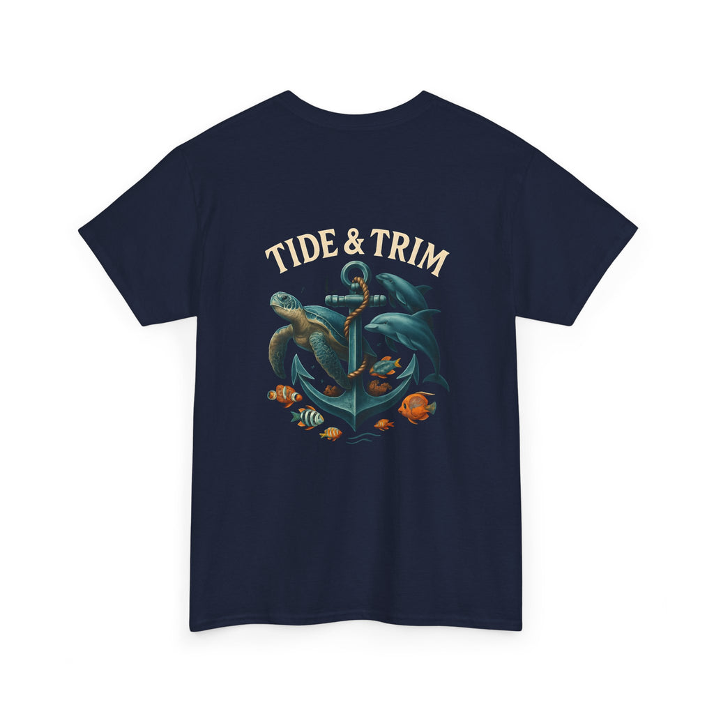 Anchor Sea Life T-Shirt — Turtle & Dolphin Nautical Graphic Tee