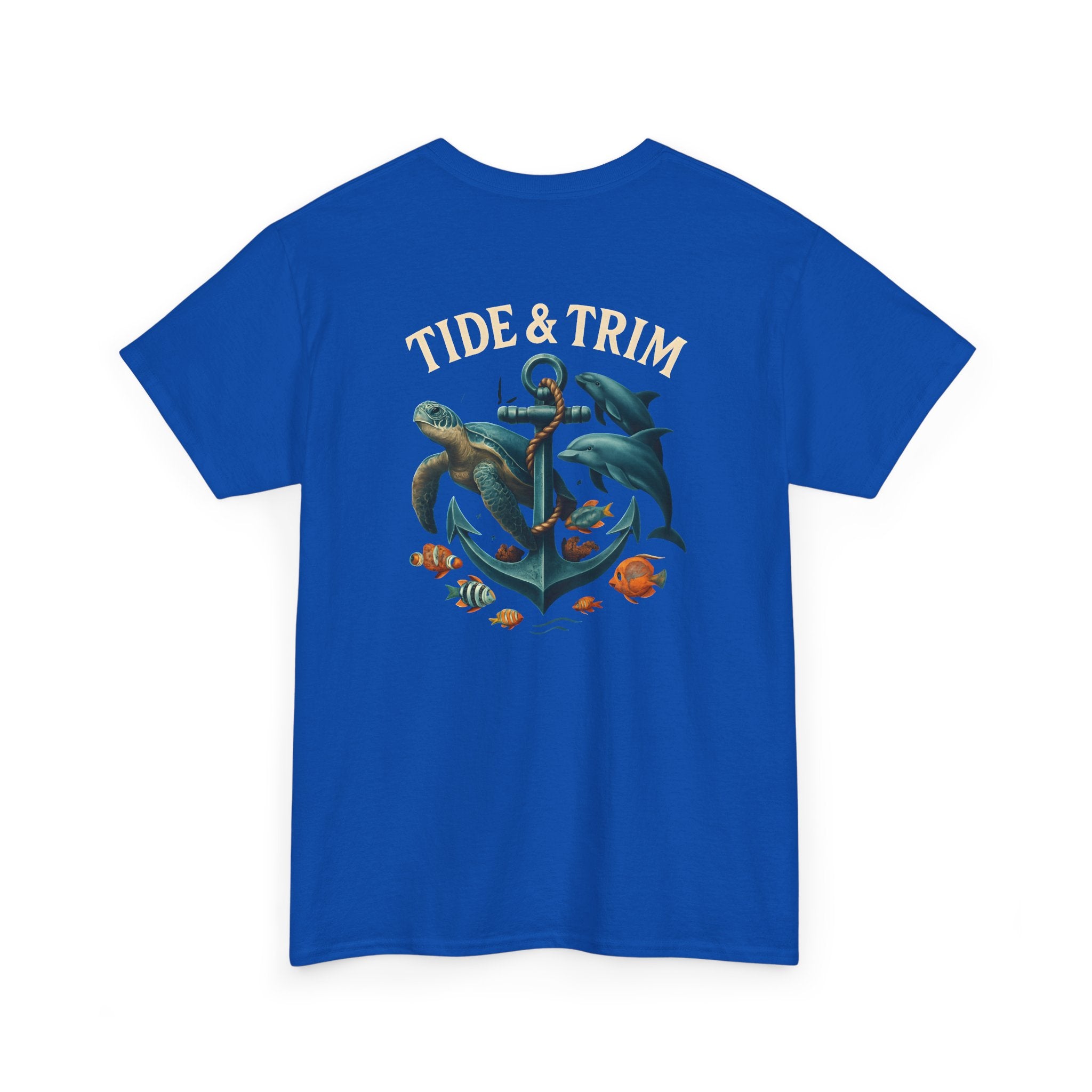 Anchor Sea Life T-Shirt — Turtle & Dolphin Nautical Graphic Tee