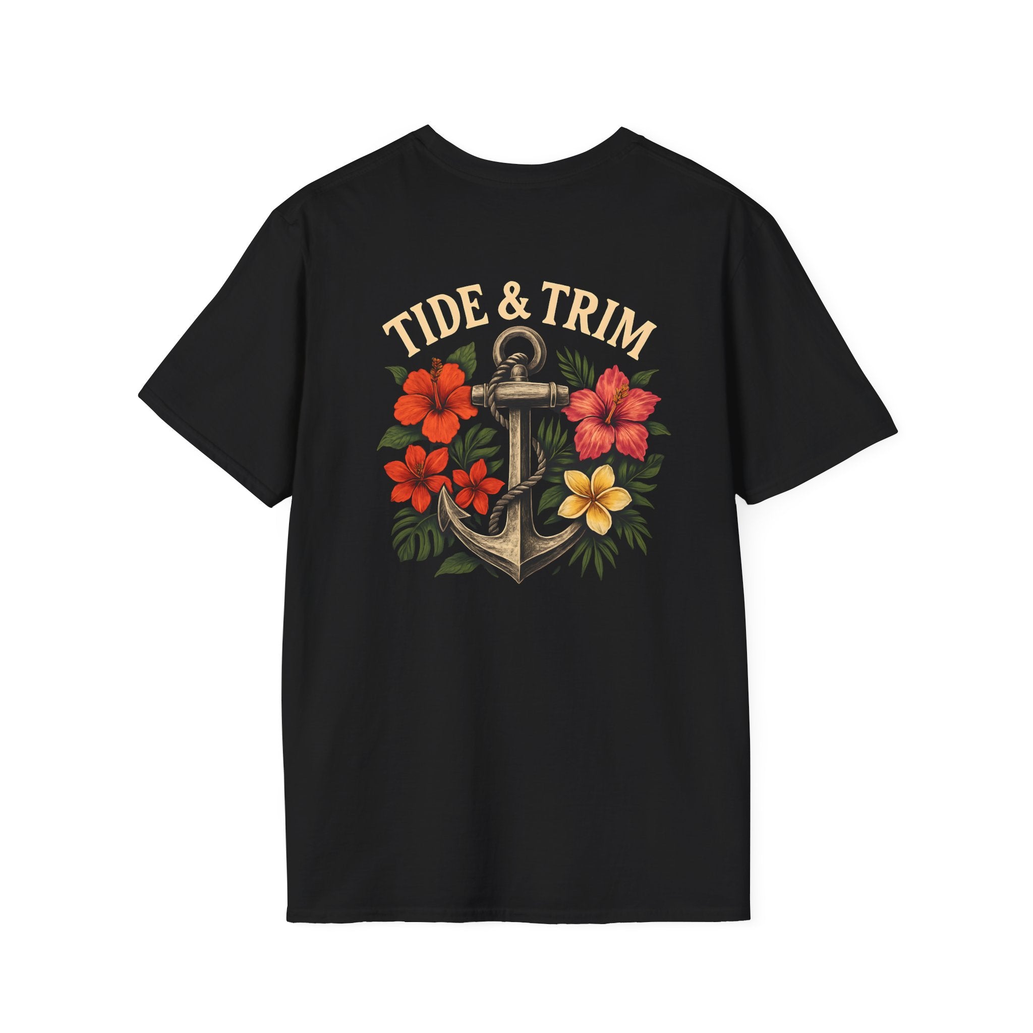 Nautical Anchor Tropical Flowers T-Shirt