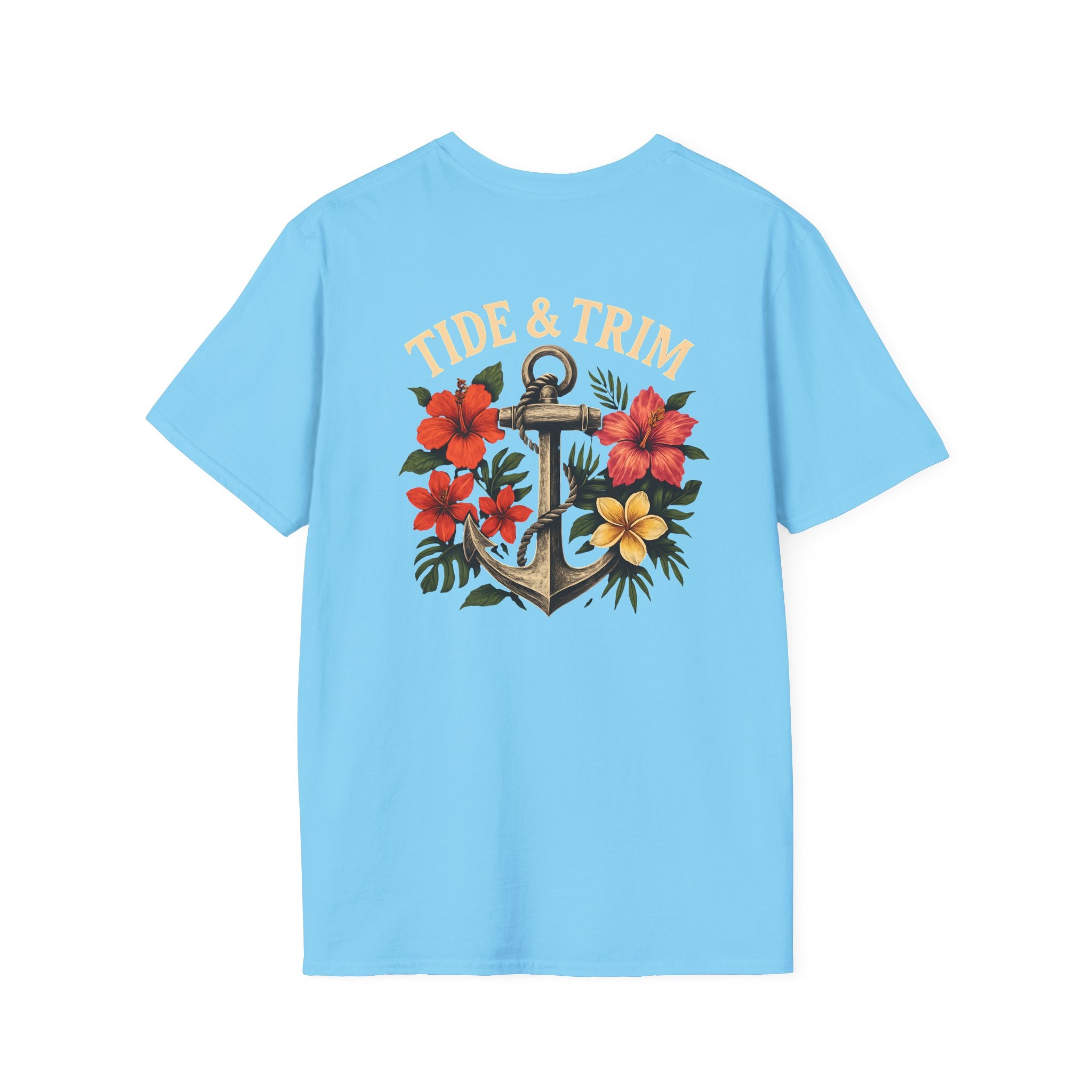 Nautical Anchor Tropical Flowers T-Shirt