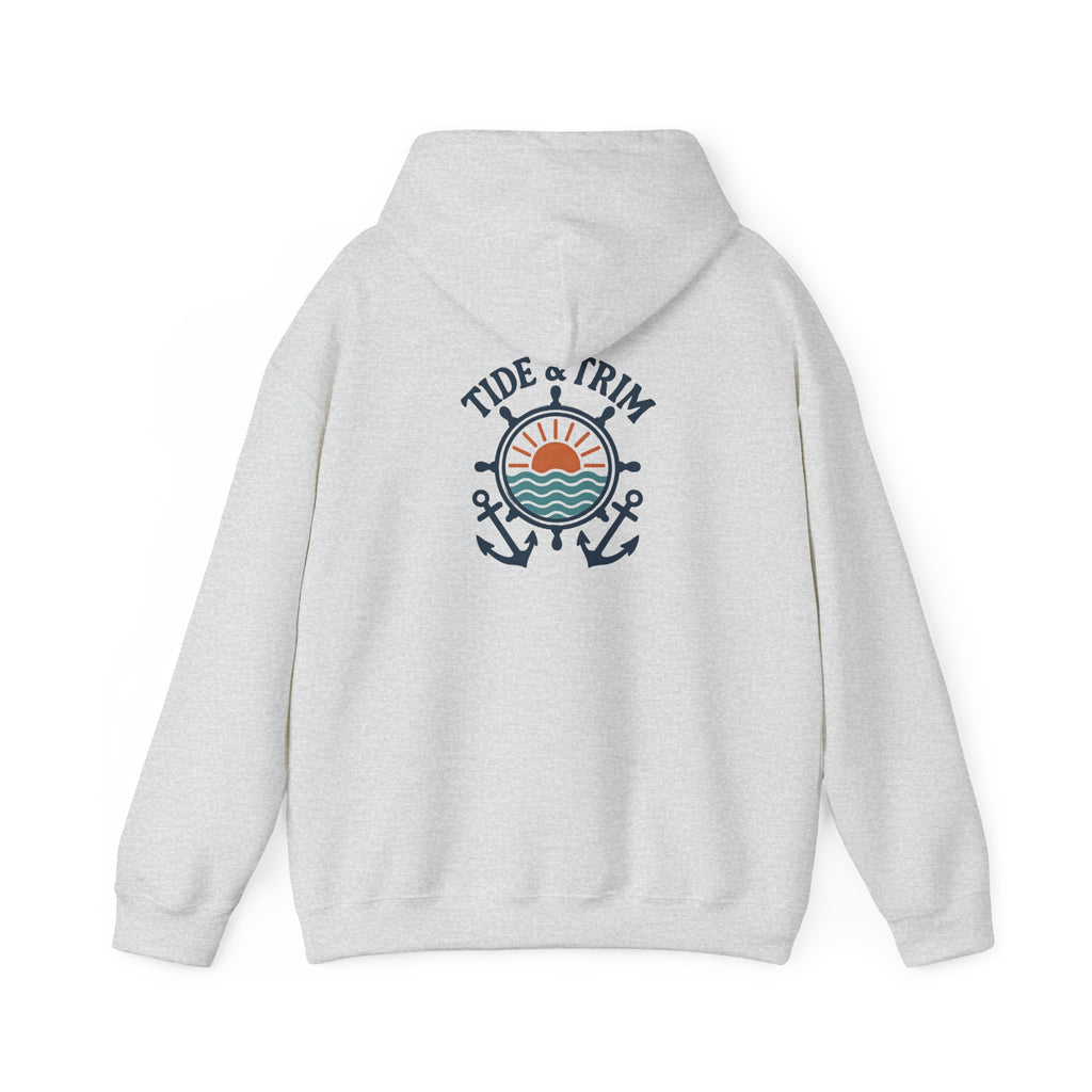 Nautical Sunset Anchor Hoodie — Ship Wheel Graphic Sweatshirt