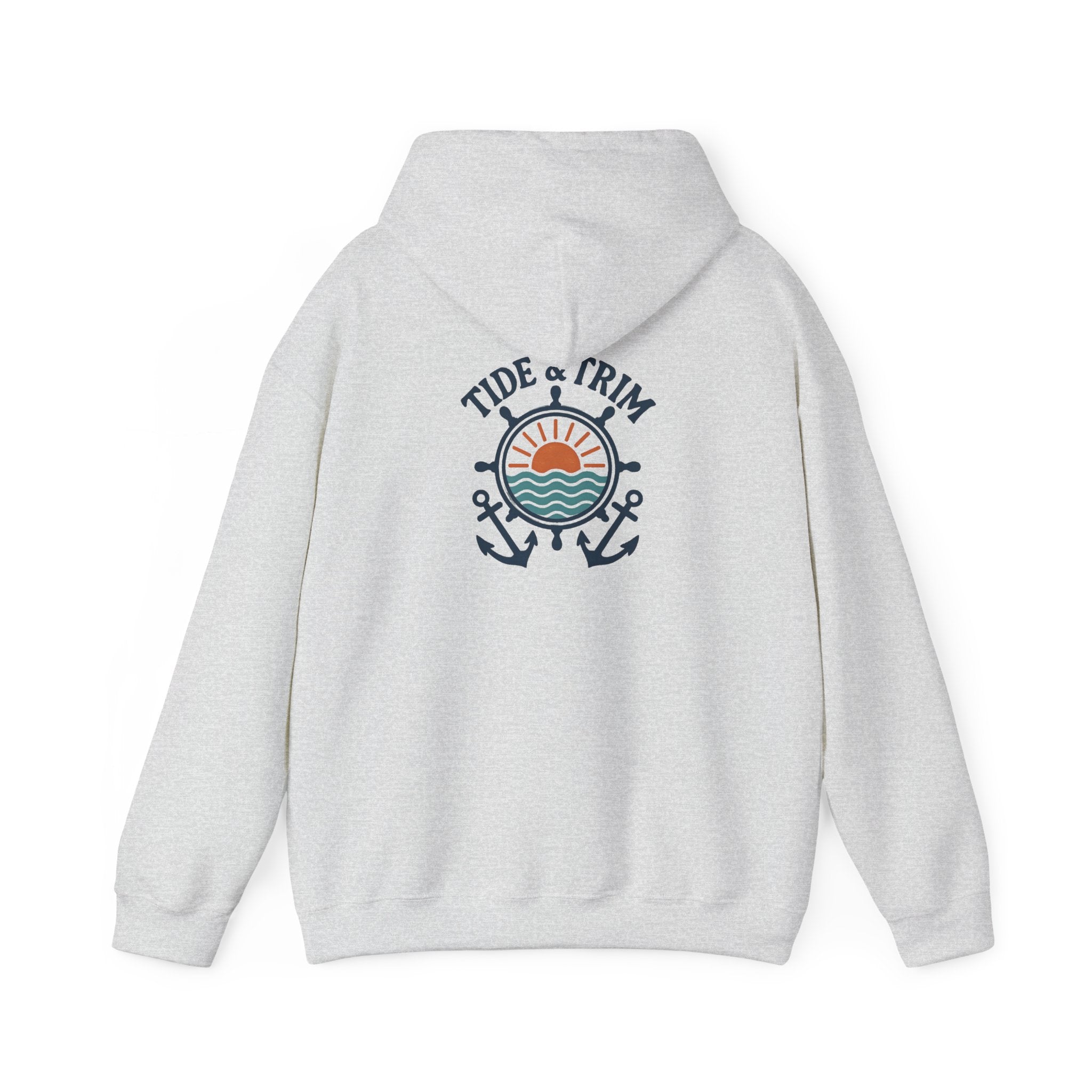 Nautical Sunset Anchor Hoodie — Ship Wheel Graphic Sweatshirt