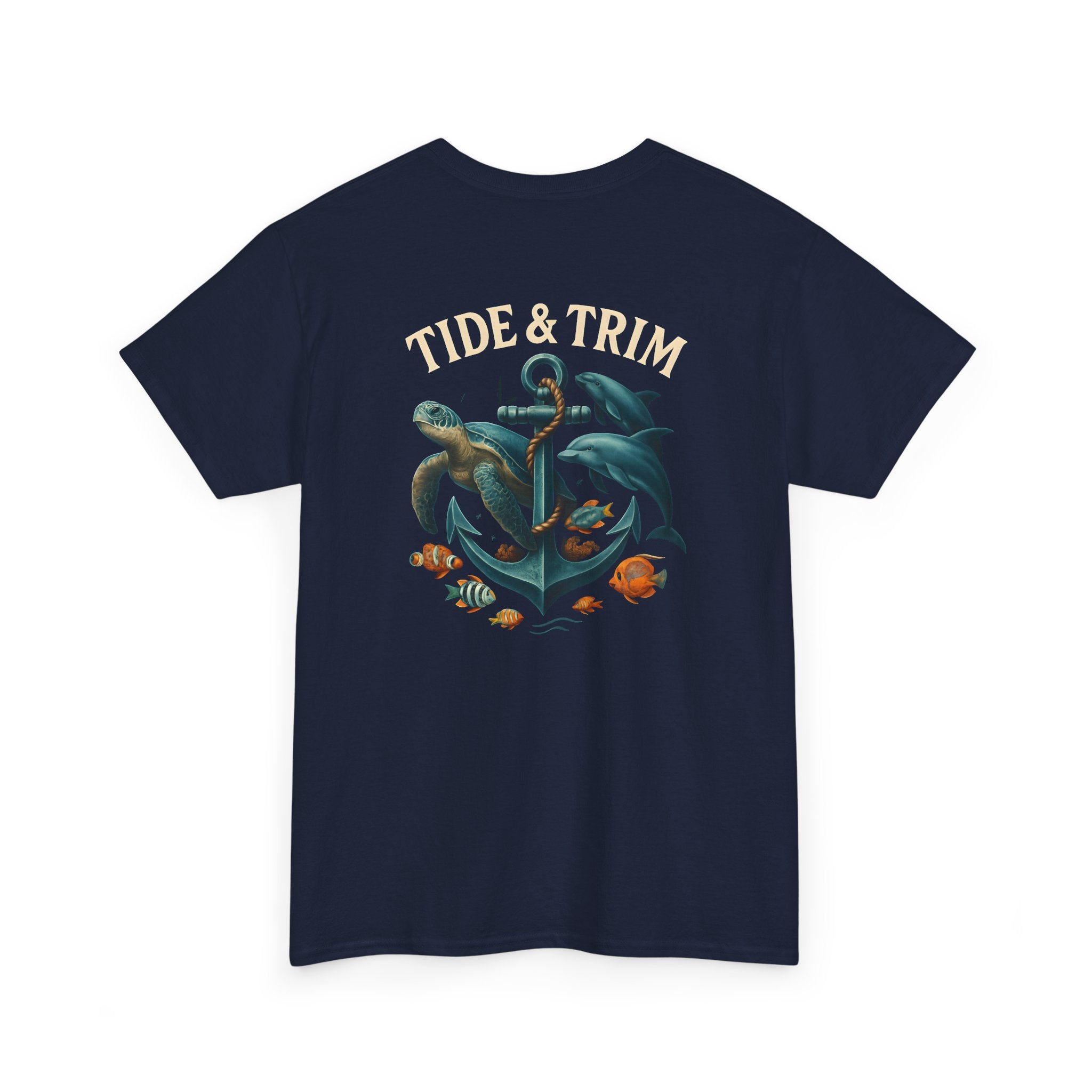 Anchor Sea Life T-Shirt — Turtle & Dolphin Nautical Graphic Tee