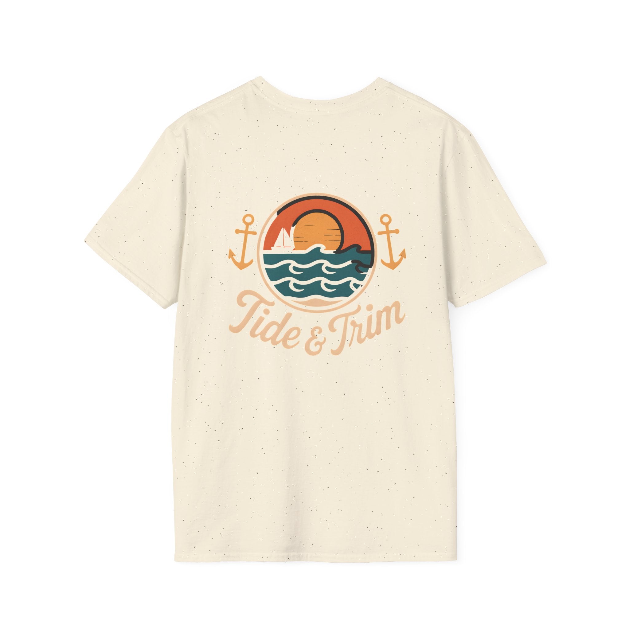 Sunset Wave Nautical Anchor T-Shirt — Beach Vintage Coastal Tee