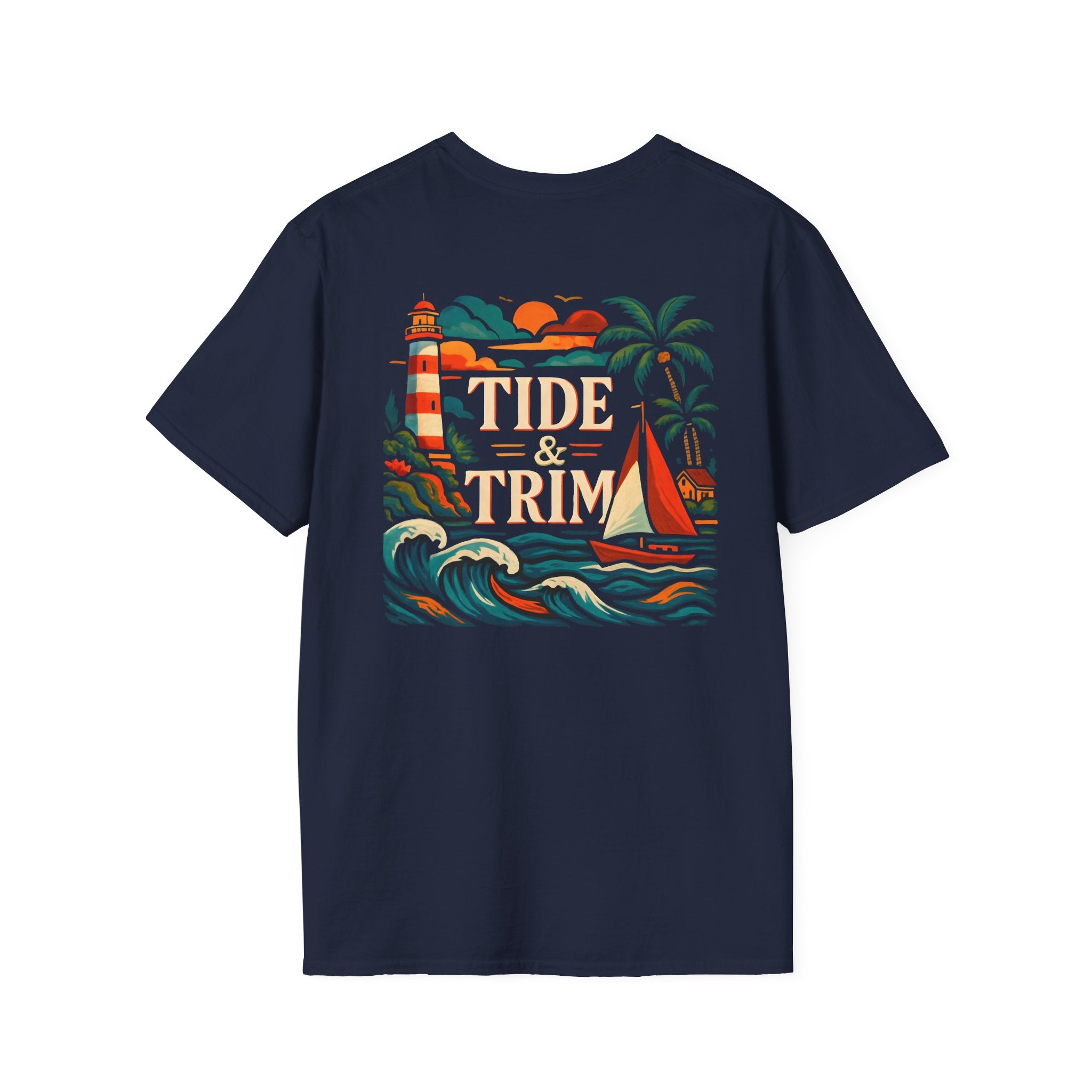 Lighthouse Sailboat Beach T-Shirt — Coastal Graphic Tee