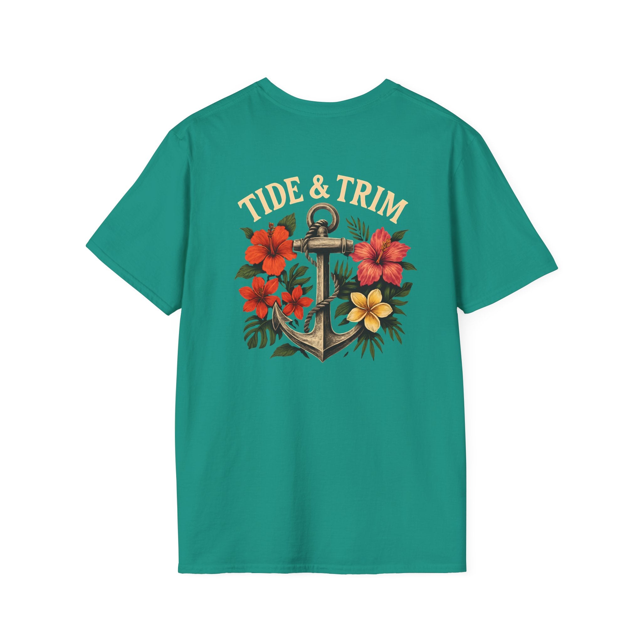 Nautical Anchor Tropical Flowers T-Shirt