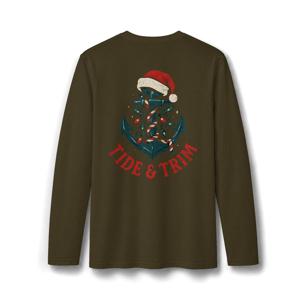 Christmas Santa Hat Anchor Long Sleeve T-Shirt
