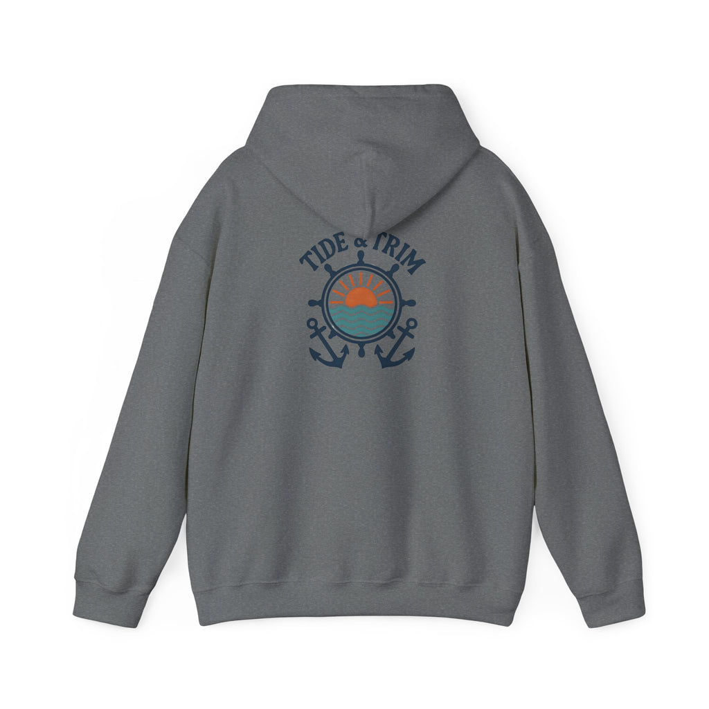 Nautical Sunset Anchor Hoodie — Ship Wheel Graphic Sweatshirt